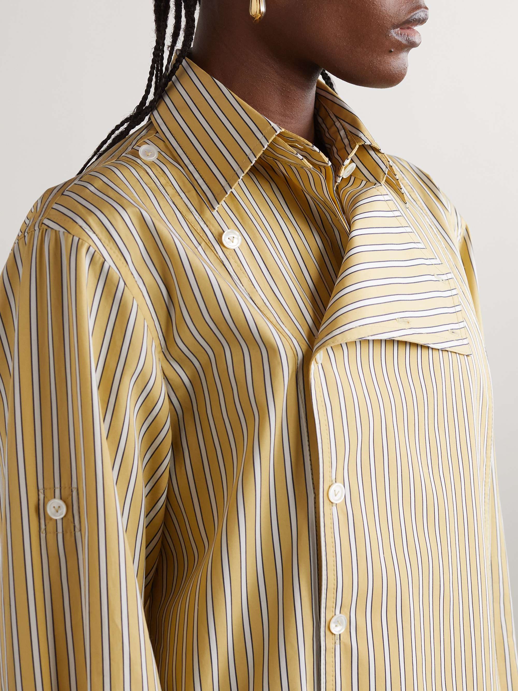 Asymmetric striped cotton-poplin shirt view