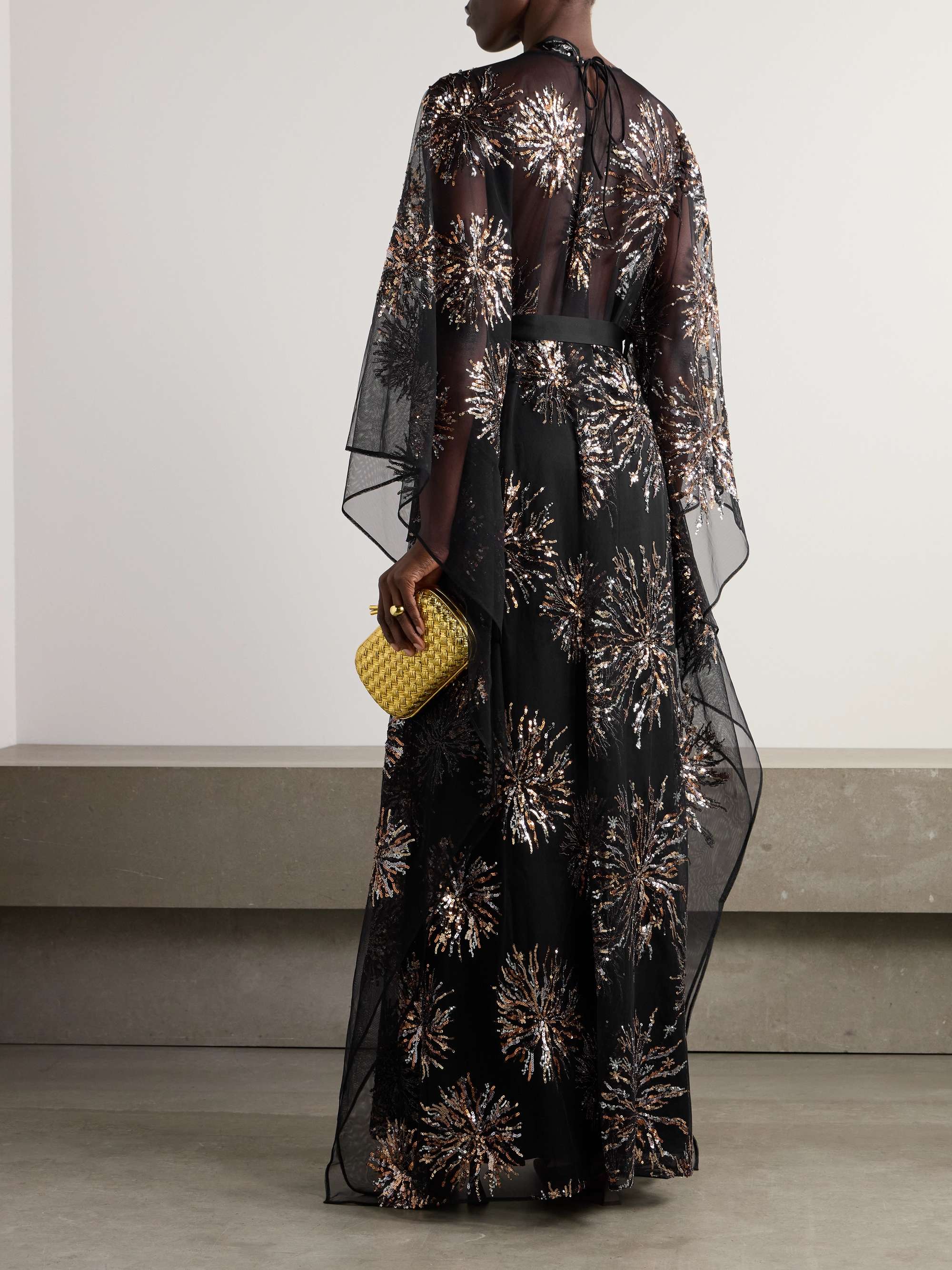 Gran Soleil belted sequin-embellished tulle kaftan view