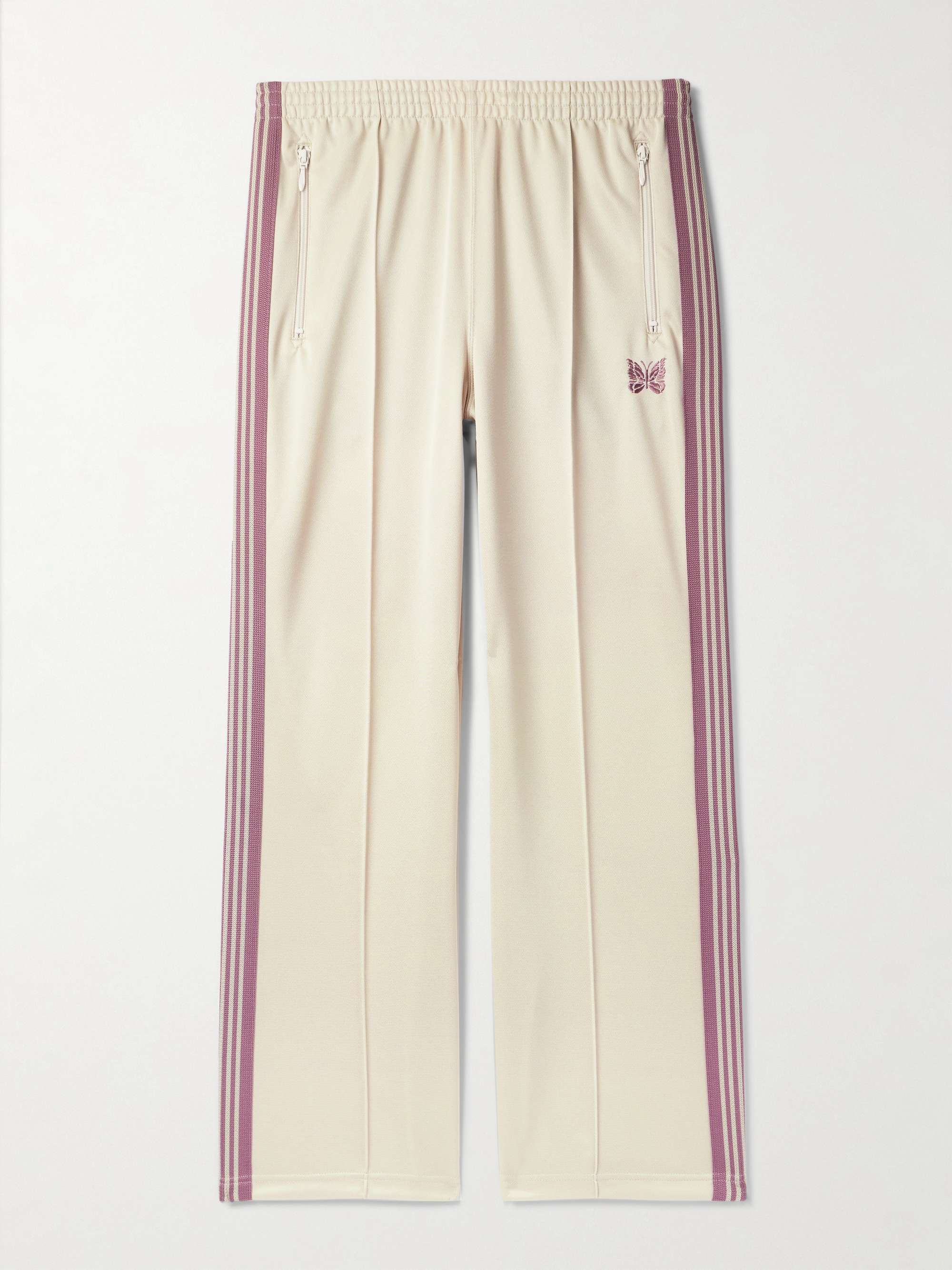Straight-Leg Webbing-Trimmed Logo-Embroidered Tech-Jersey Track Pants view