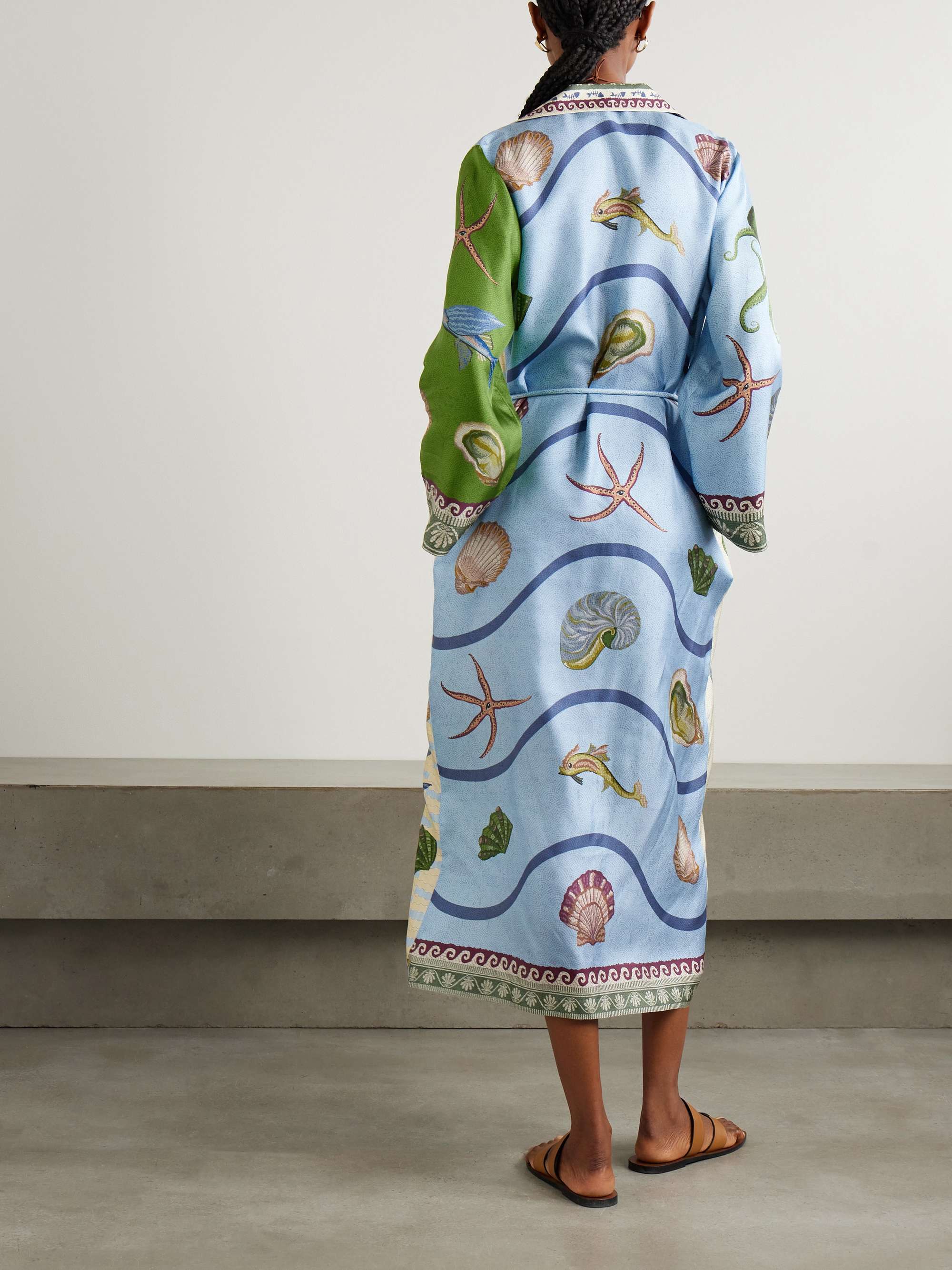 + Sam Pauletto Bath House belted printed silk-twill midi shirt dress view