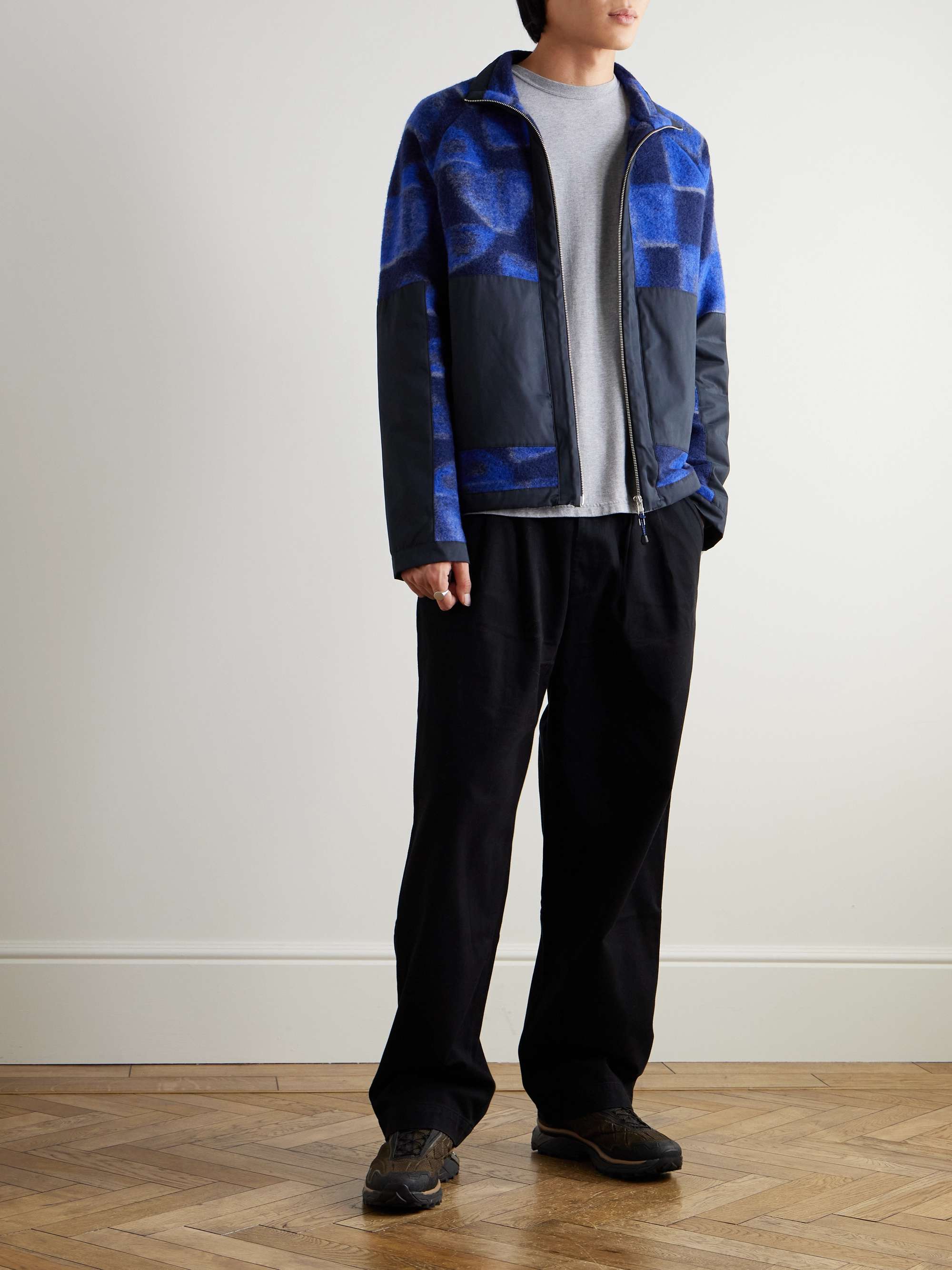 Signal Shell-Trimmed Printed Wool-Blend Fleece Jacket view
