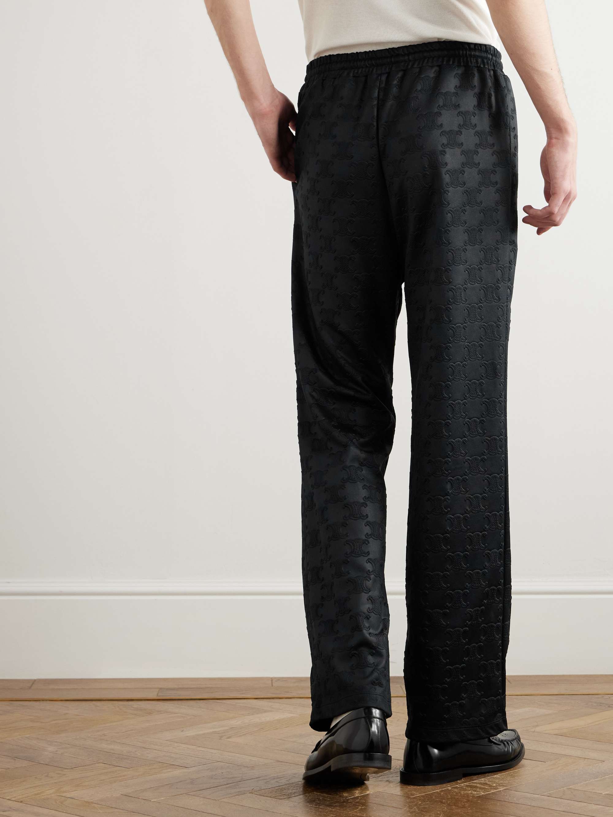 Straight-Leg Logo-Jacquard Tech-Jersey Track Pants view