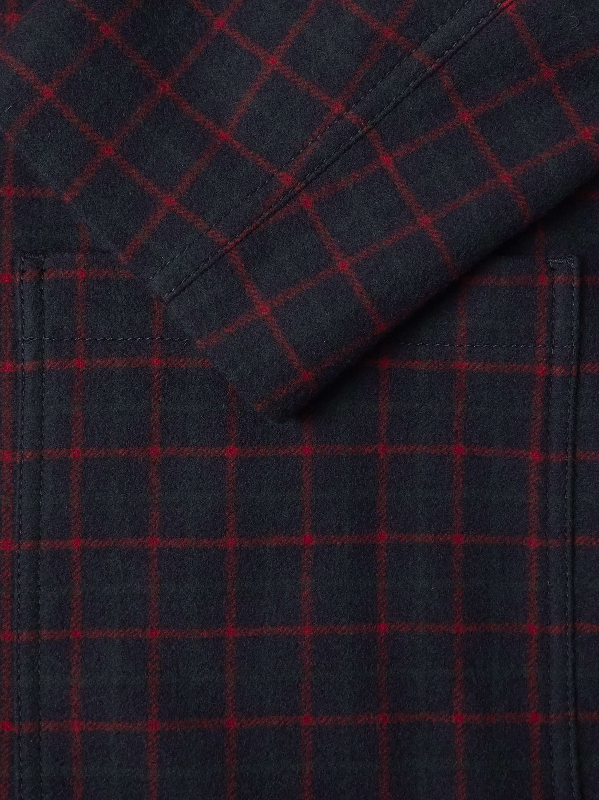 Logo-Appliquéd Checked Wool-Blend Flannel Blazer view