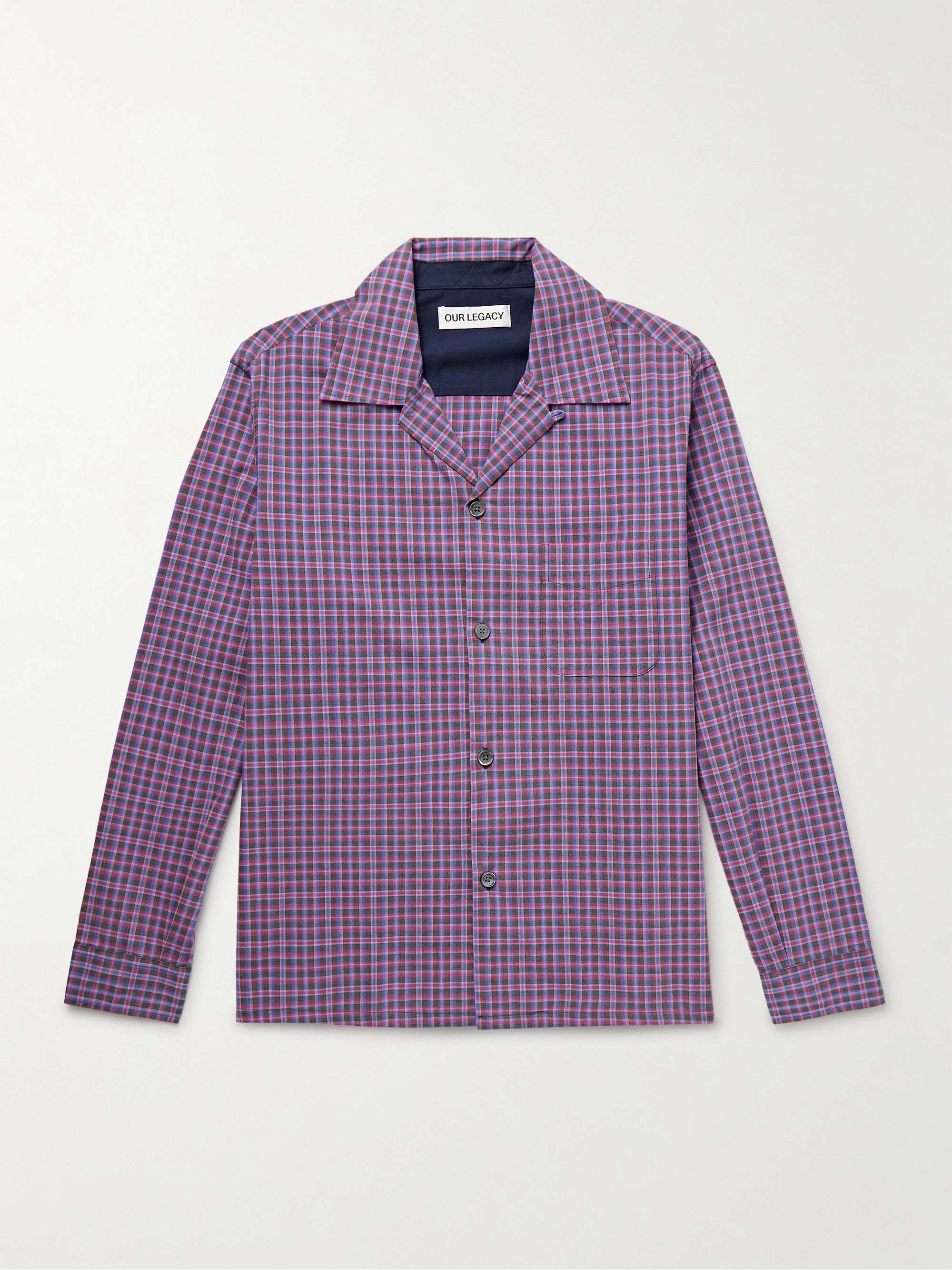 Heusen Convertible-Collar Checked Cotton Shirt view