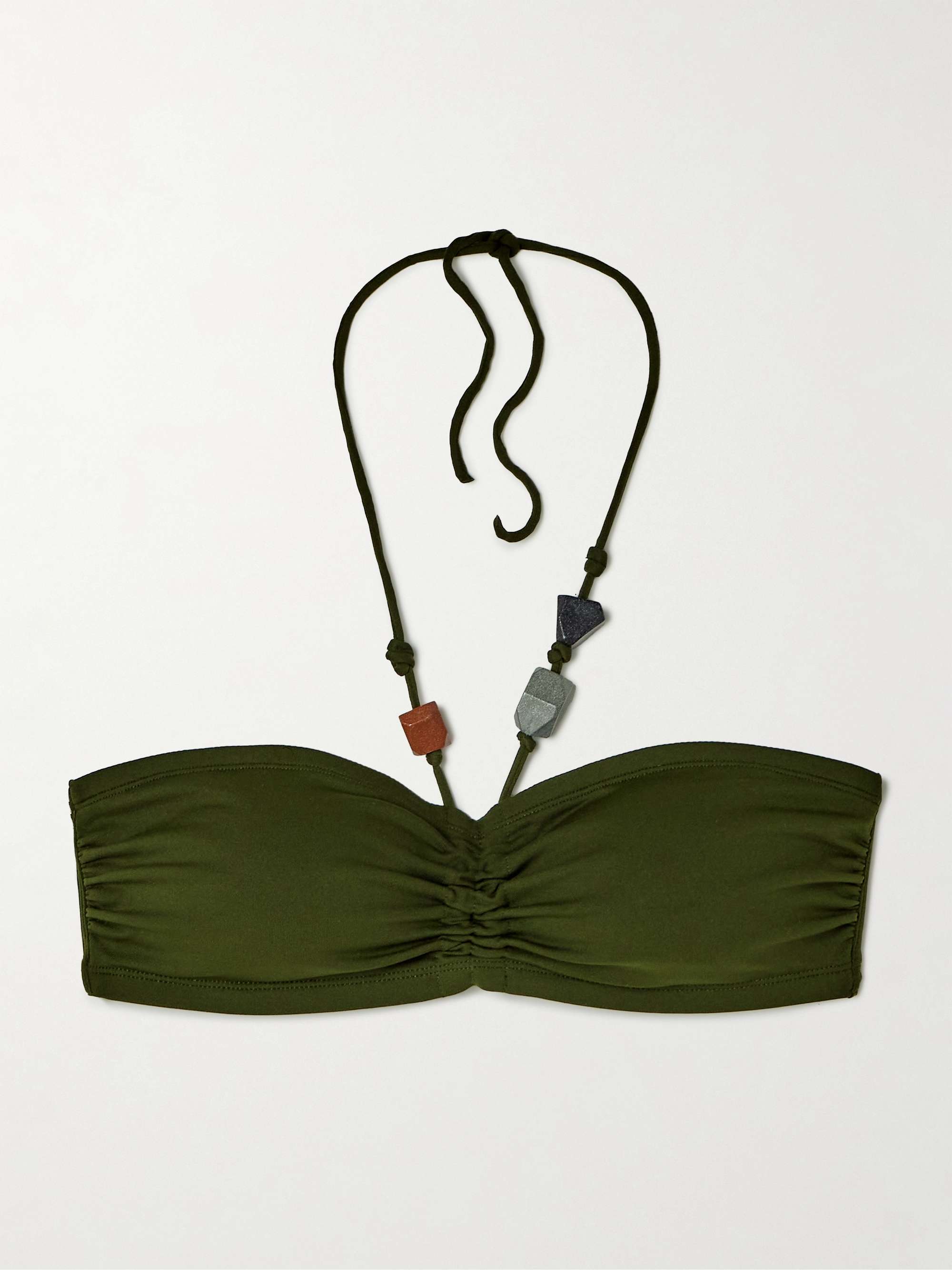 Polaris ruched embellished halterneck bikini top view