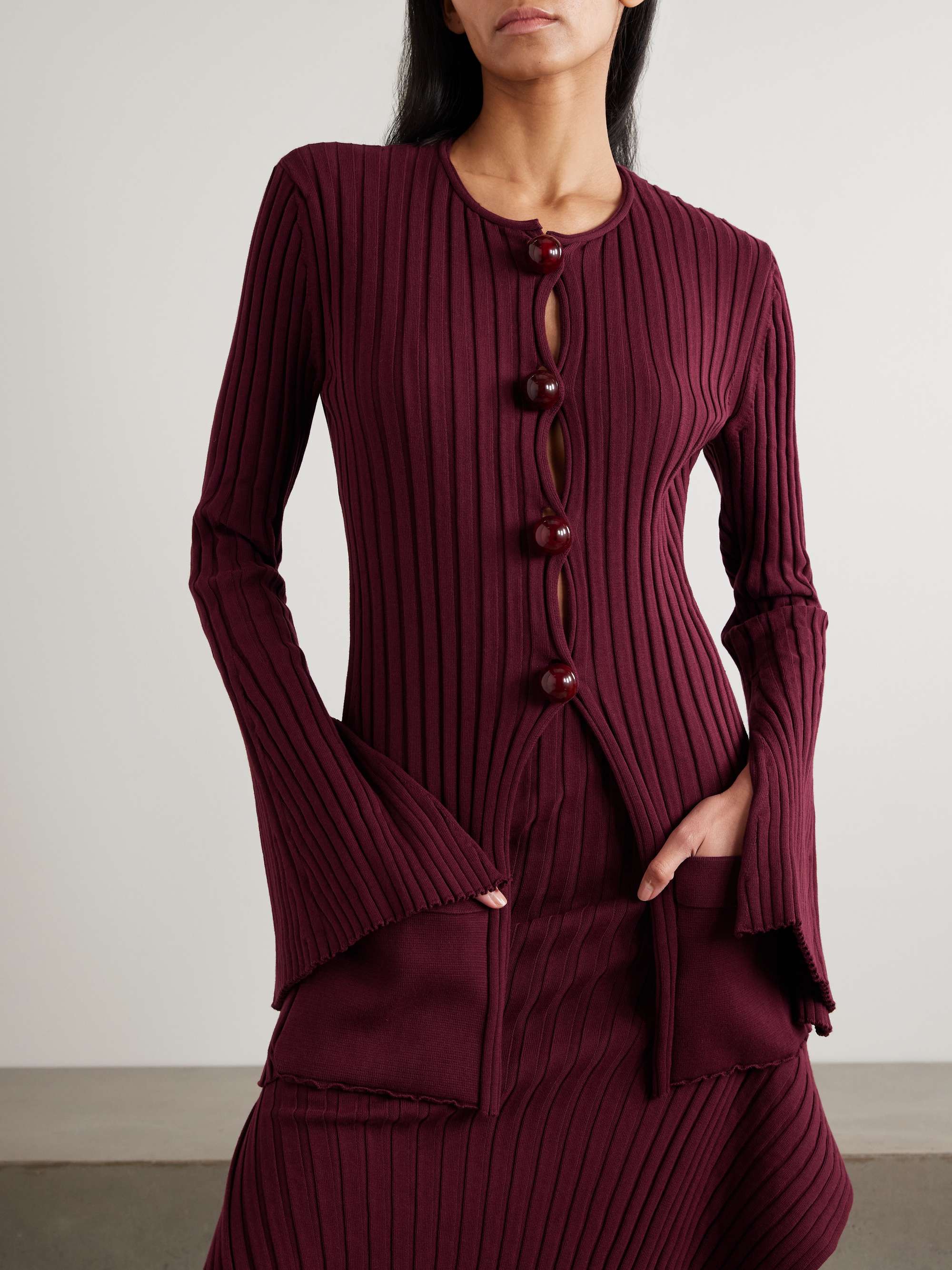 Ribbed organic cotton cardigan view
