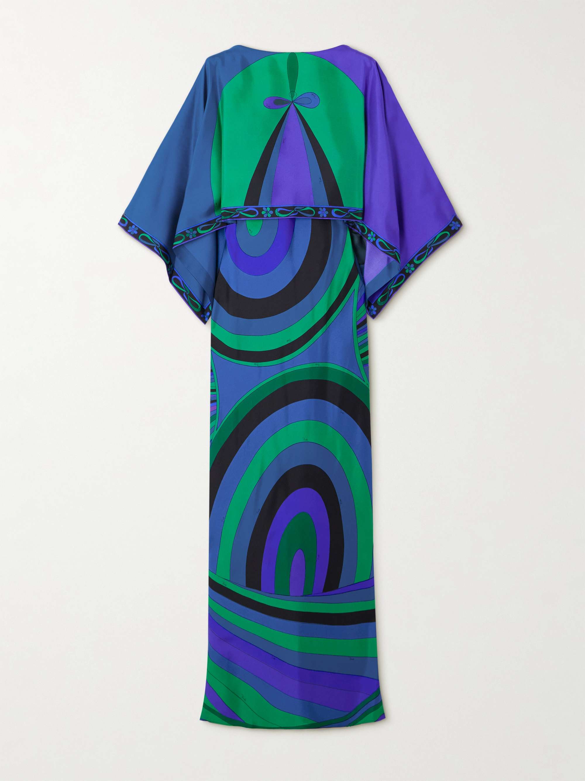 Layered printed silk-twill maxi dress view