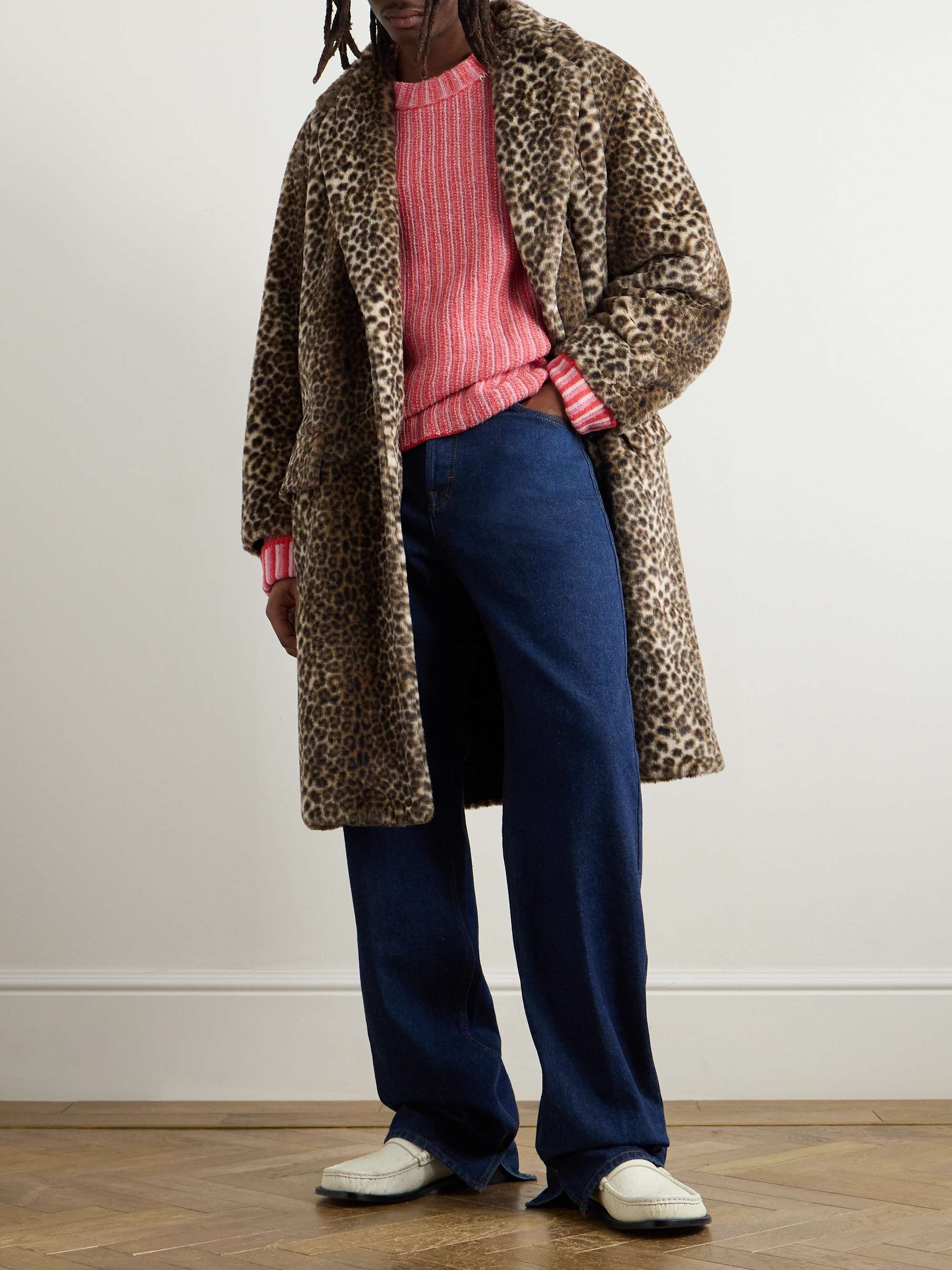 Leopard-Print Fleece Coat view