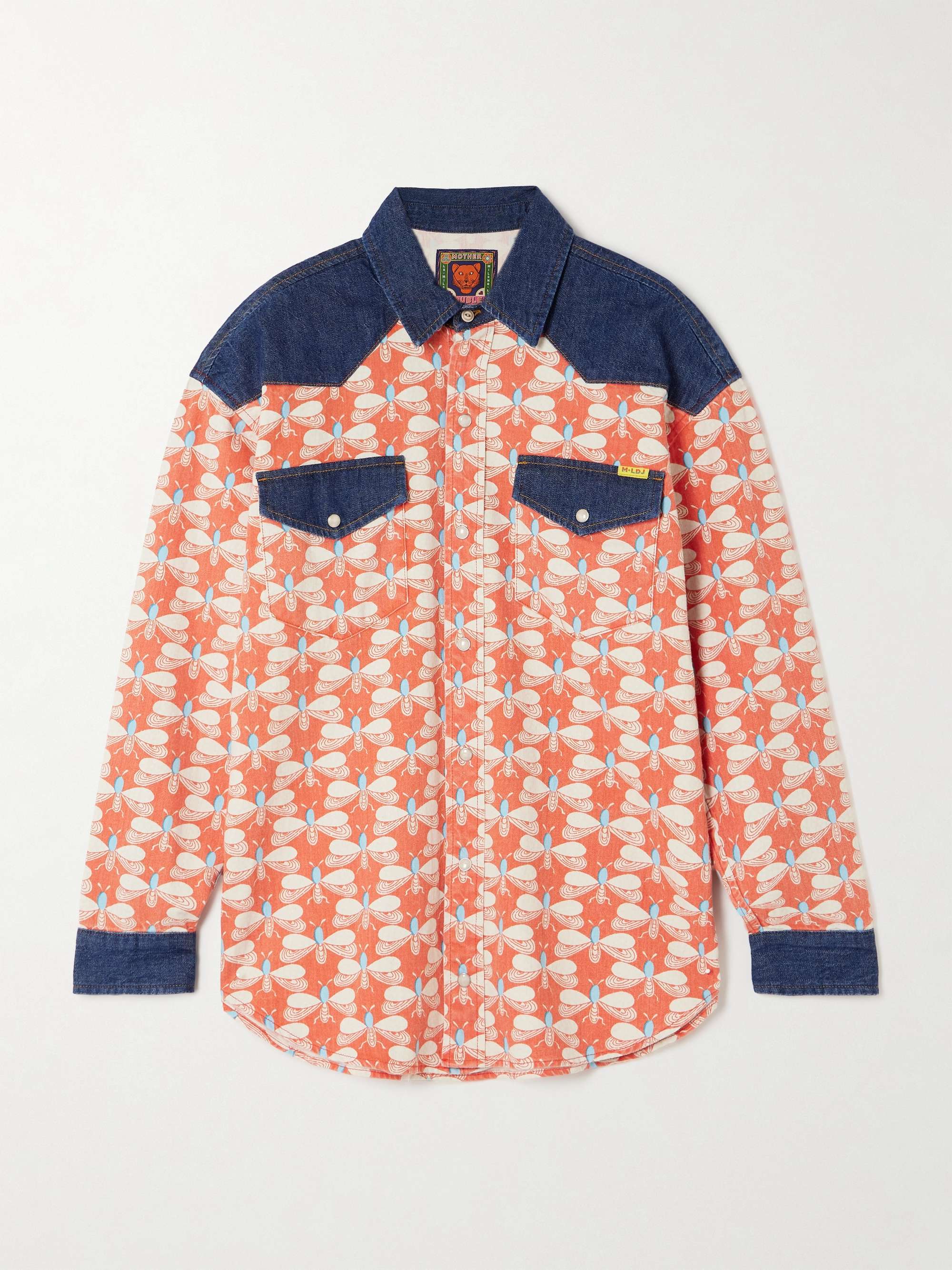 + La DoubleJ The Tycoon denim-trimmed printed cotton shirt view