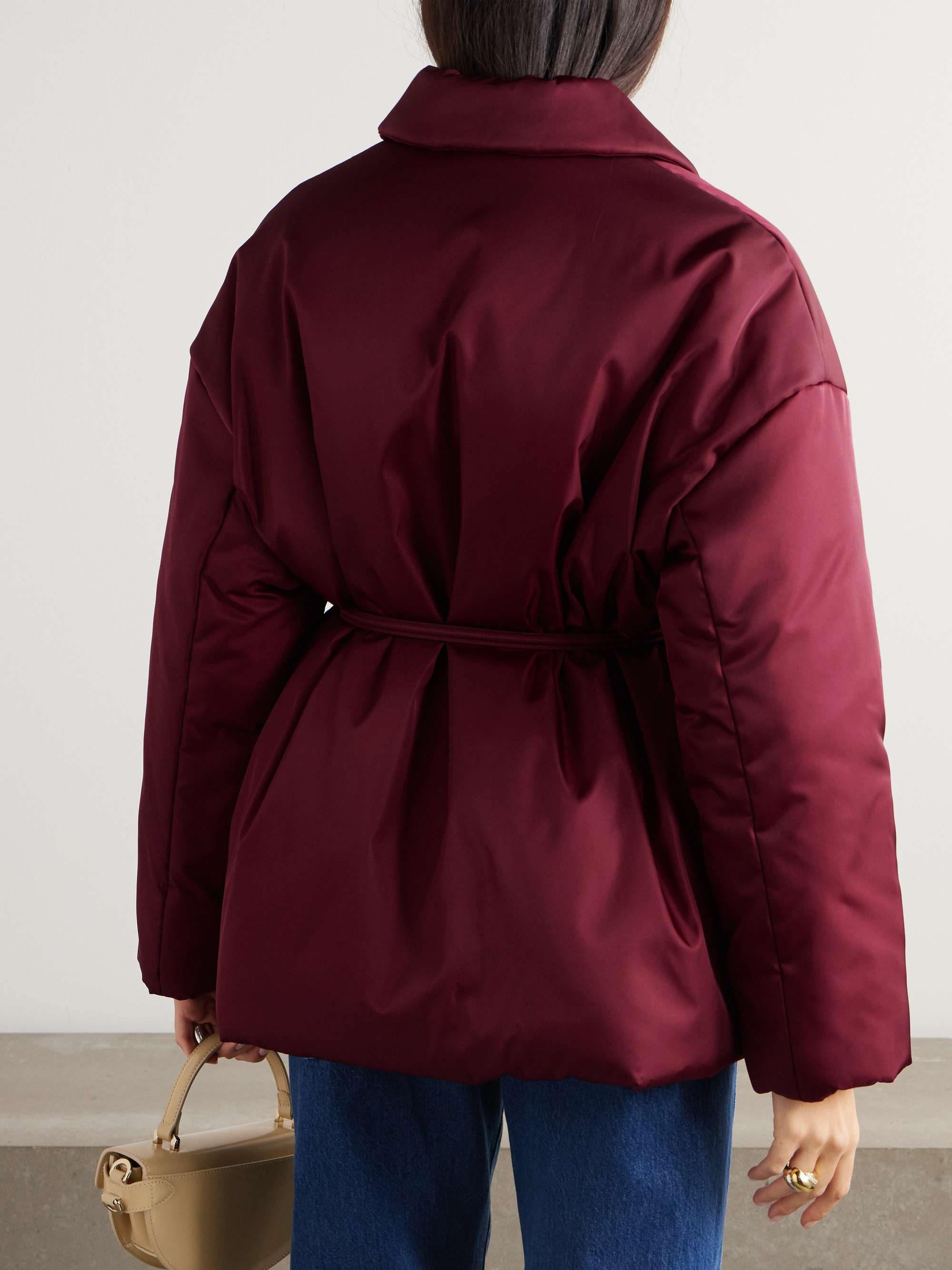Belted appliquéd padded gabardine jacket view