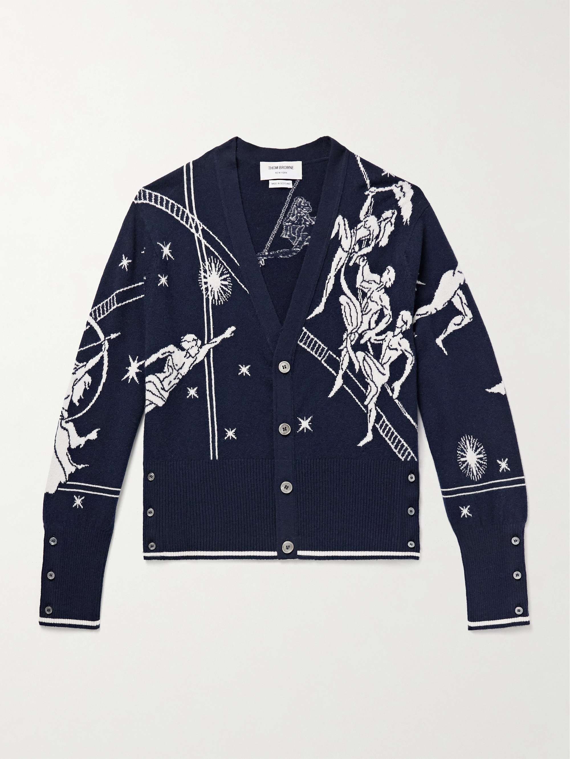 Olympic Constellation Slim-Fit Jacquard-Knit Cashmere Cardigan view