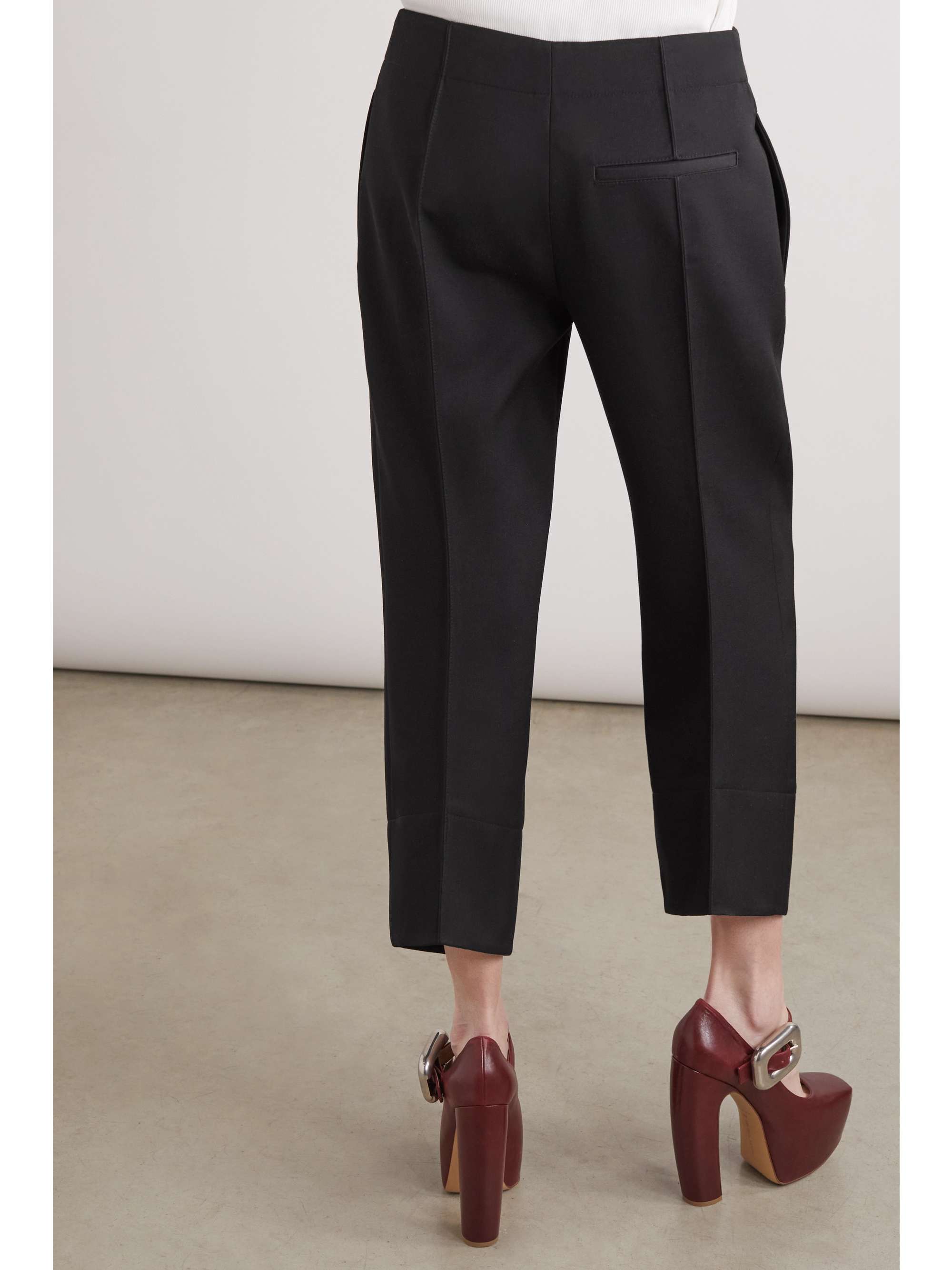 Pleated grain de poudre wool straight-leg pants view