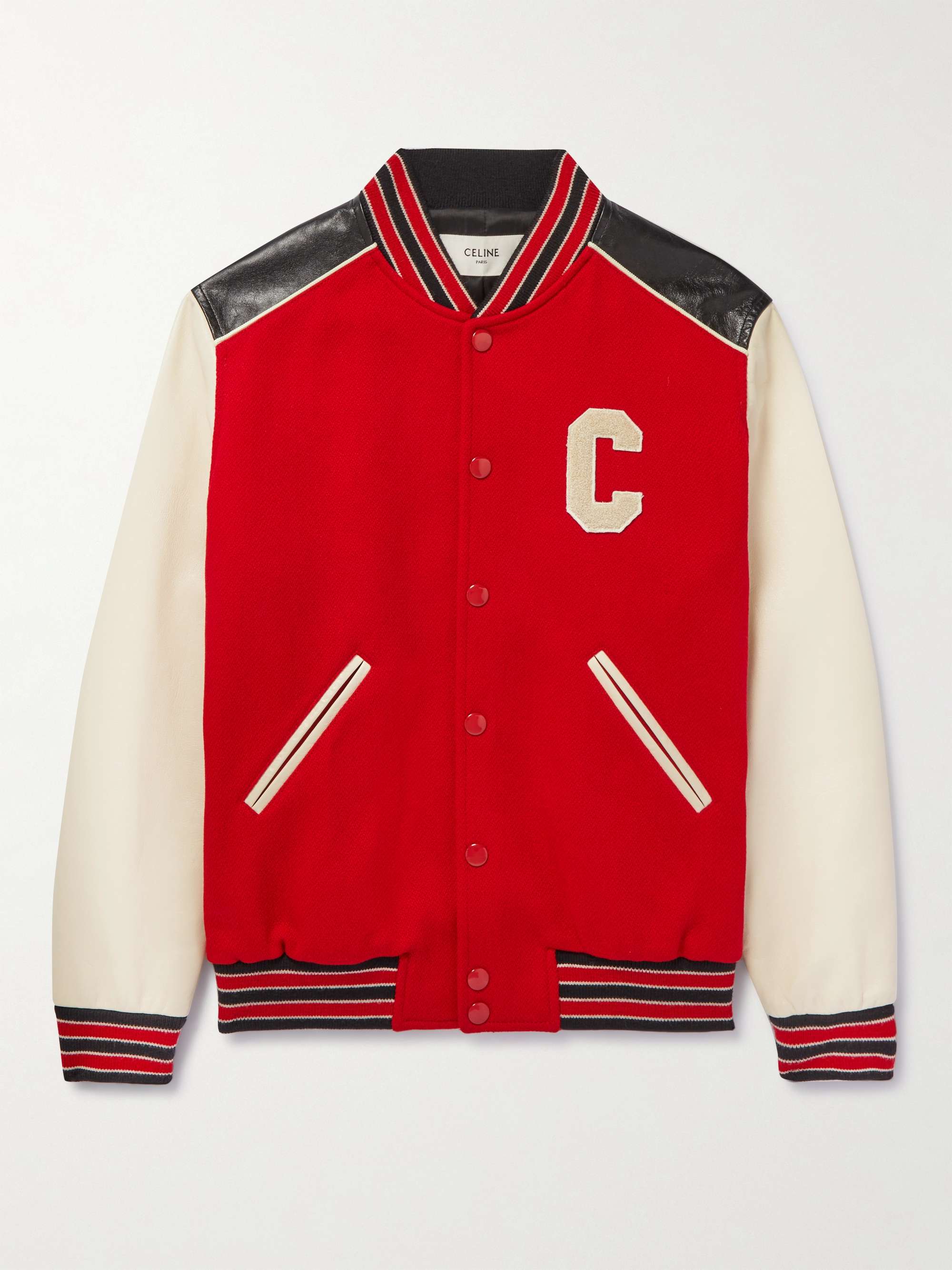 Teddy Appliquéd Mohair and Leather Bomber Jacket view