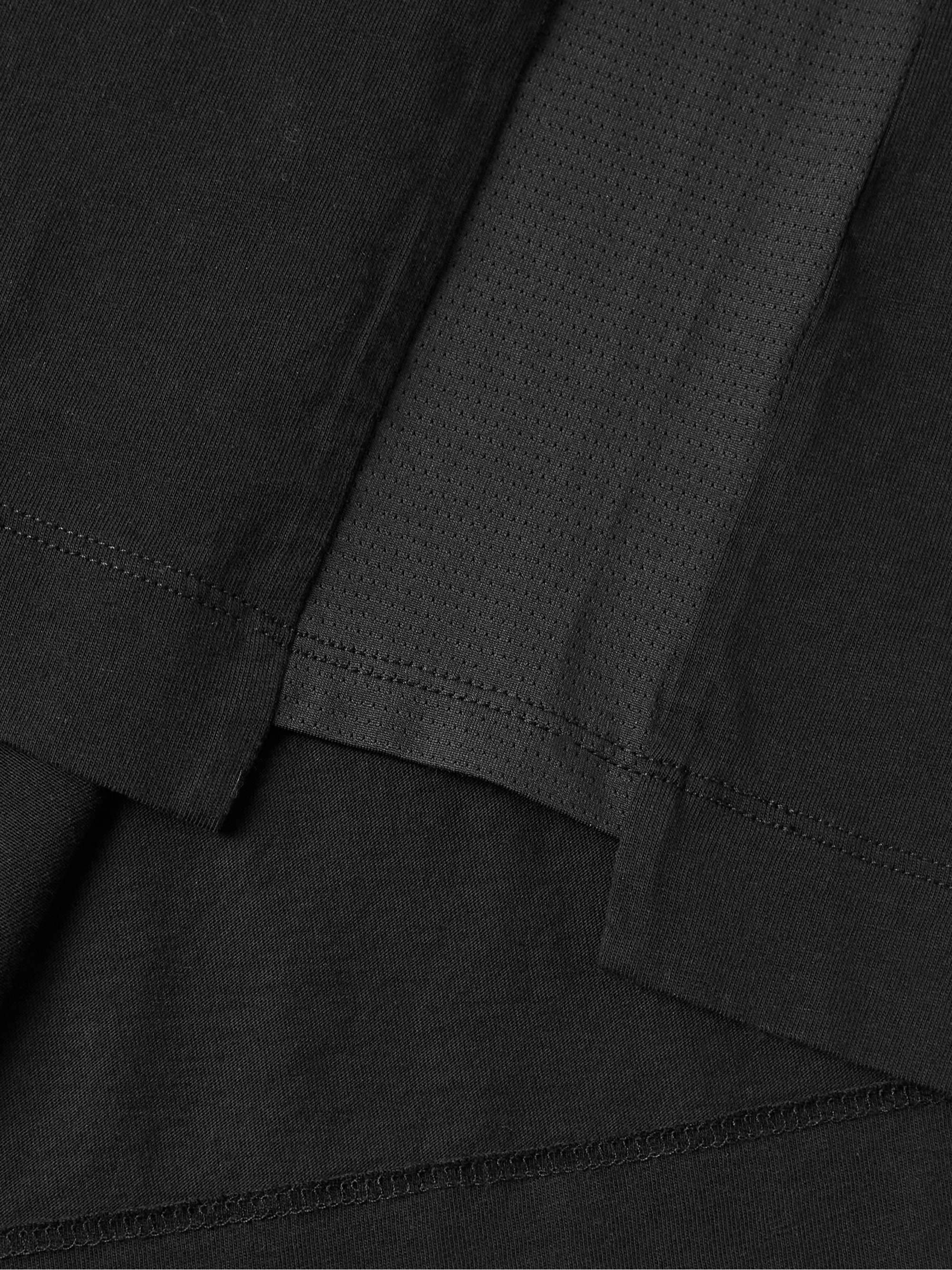 Mesh-Trimmed Logo-Print Cotton-Jersey T-Shirt view