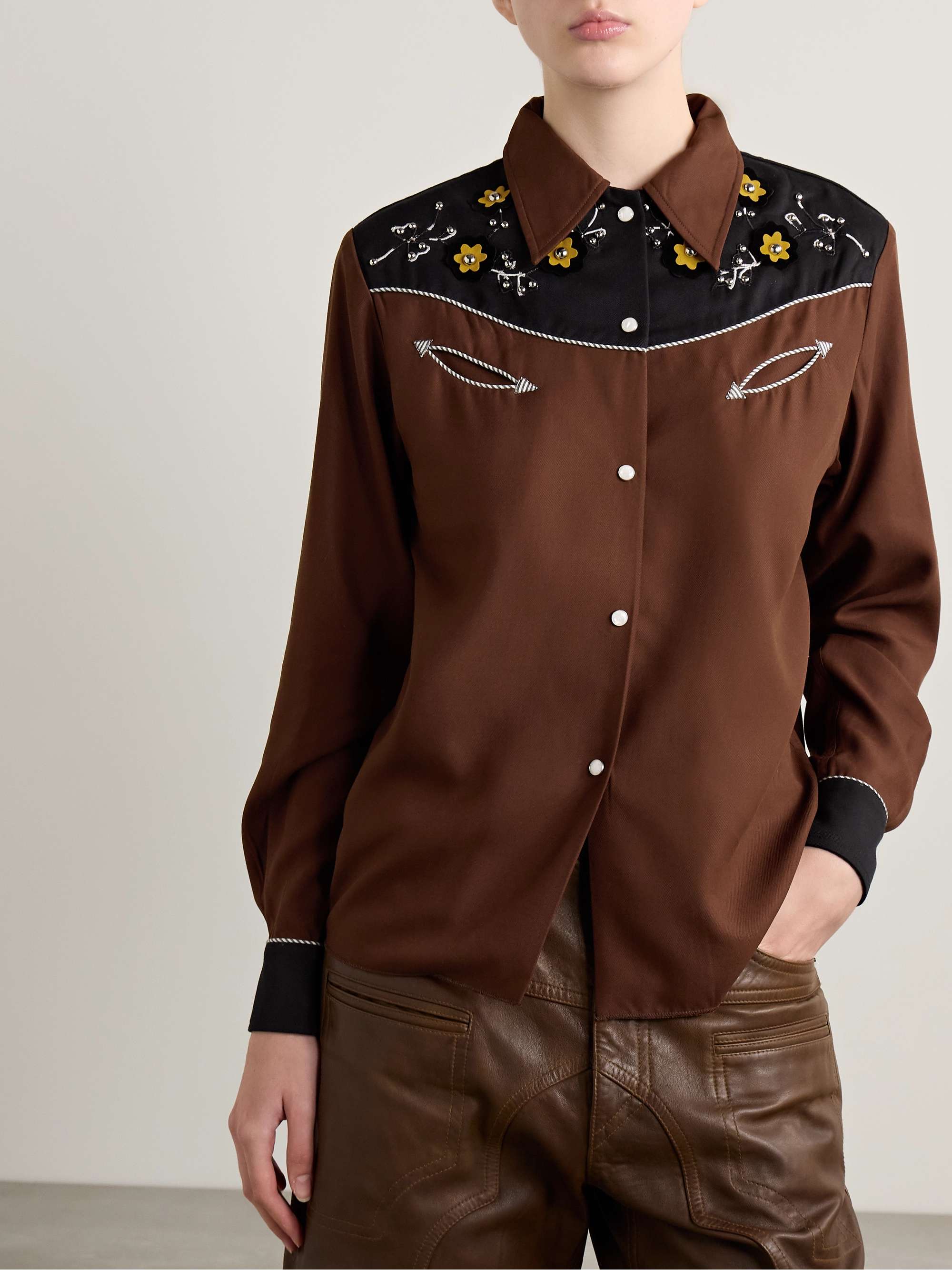 Abilene studded appliquéd paneled twill shirt view