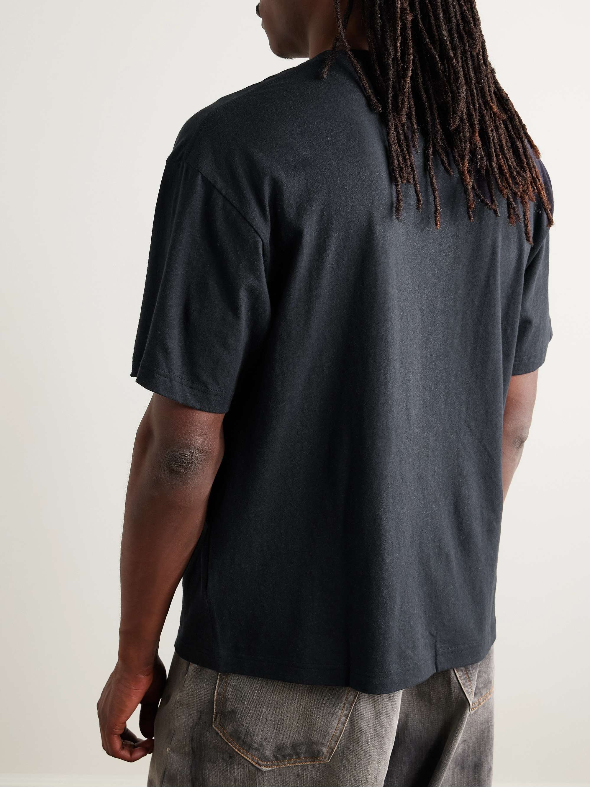 Flocked Printed Cotton and Hemp-Blend Jersey T-Shirt view