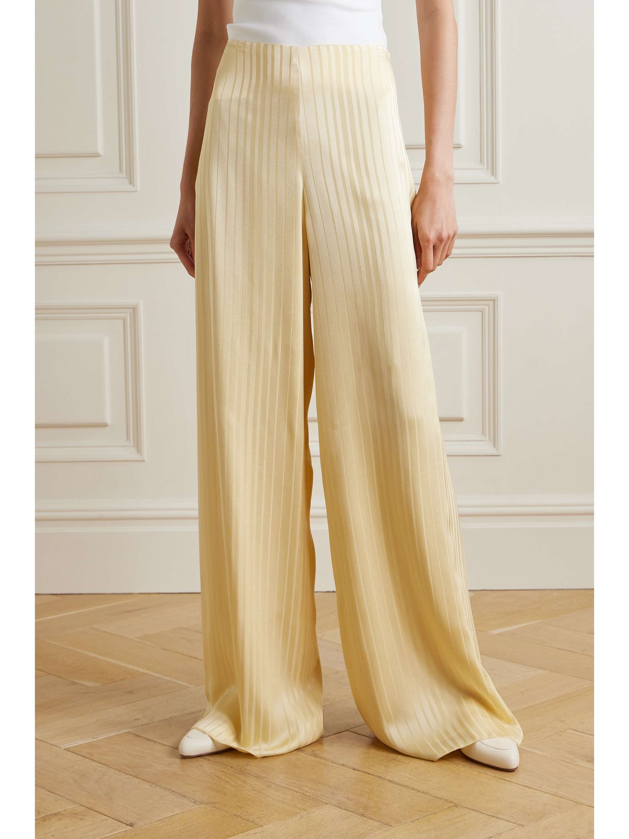 Dresden silk-satin jacquard wide-leg pants view
