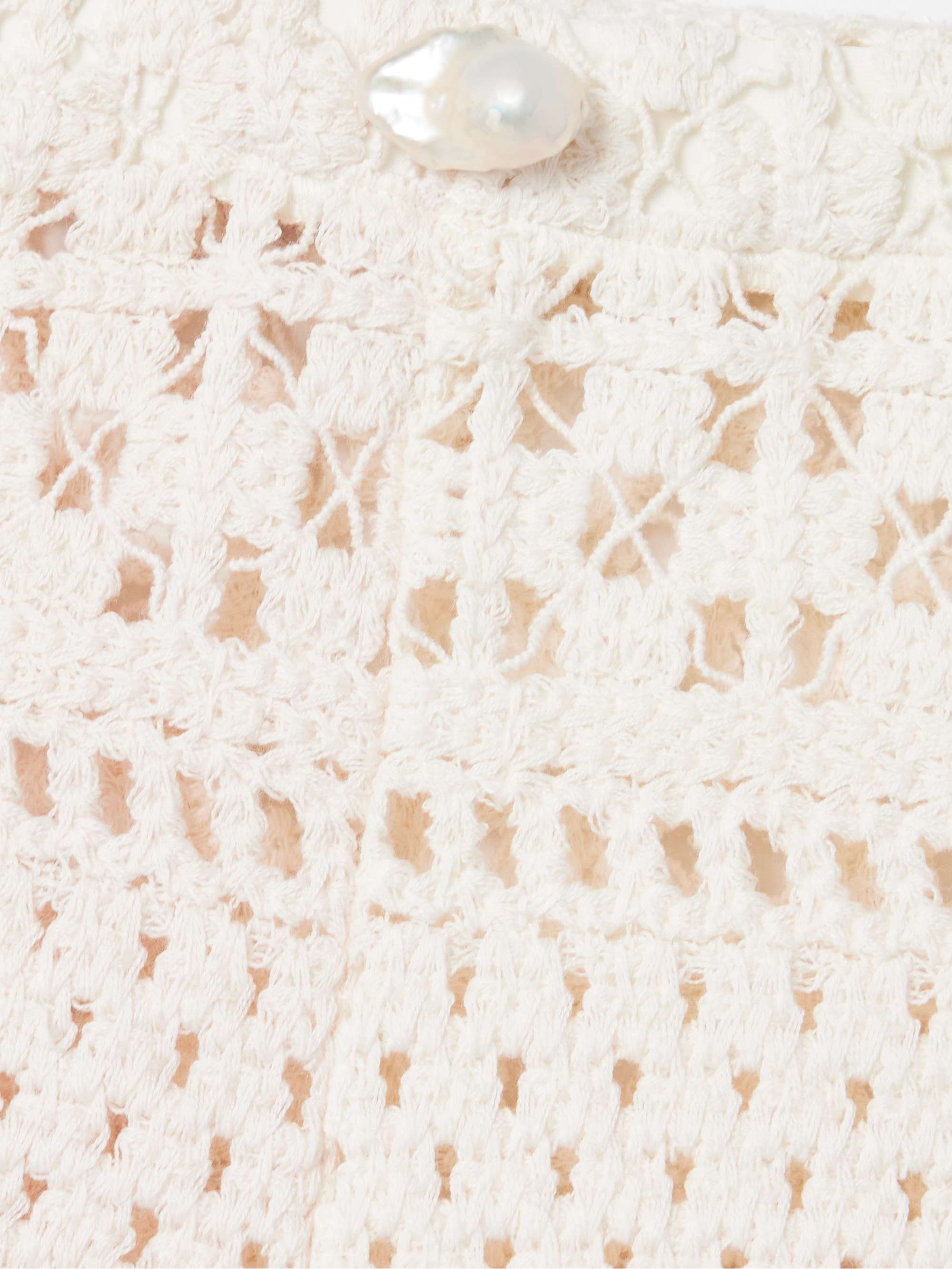 Playa pearl-embellished crocheted cotton shorts view