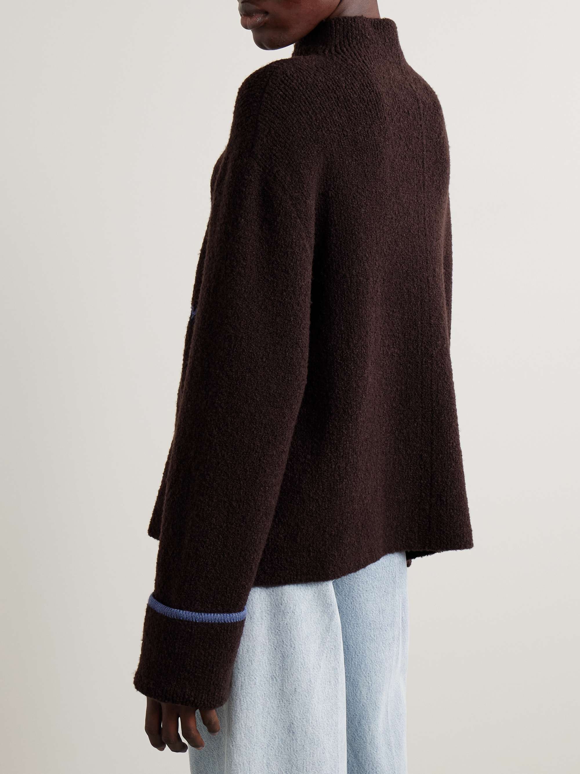 Anne Fair Isle merino wool-blend bouclé turtleneck sweater view