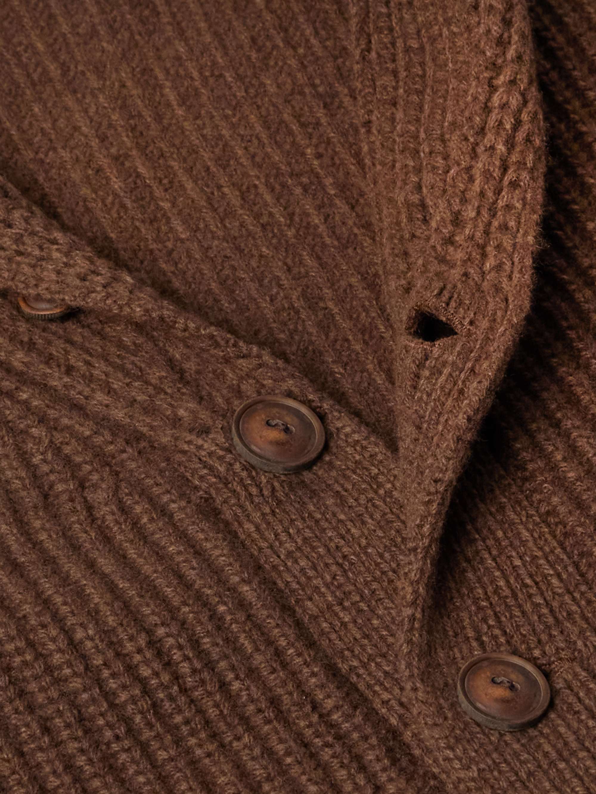 Shawl-Collar Wool and Cashmere-Blend Cardigan view