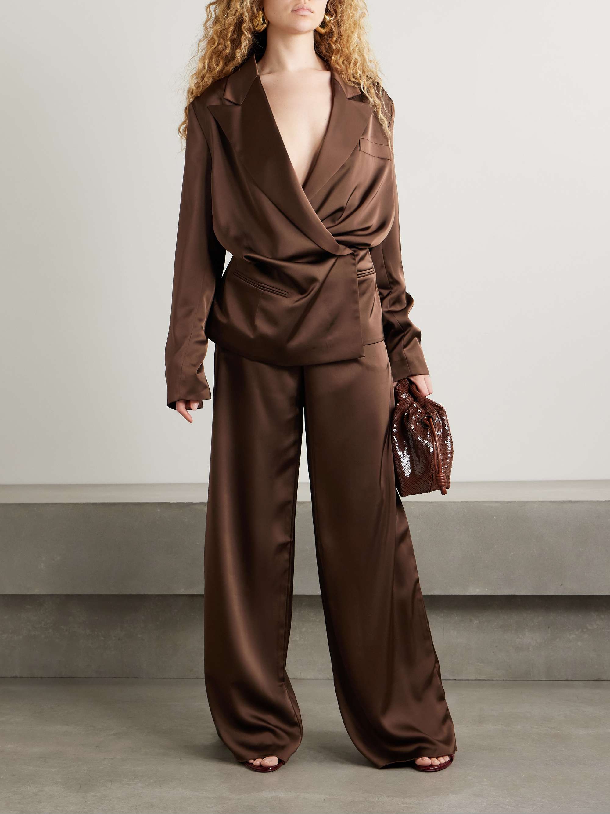 Ardo wrap-effect satin blazer view