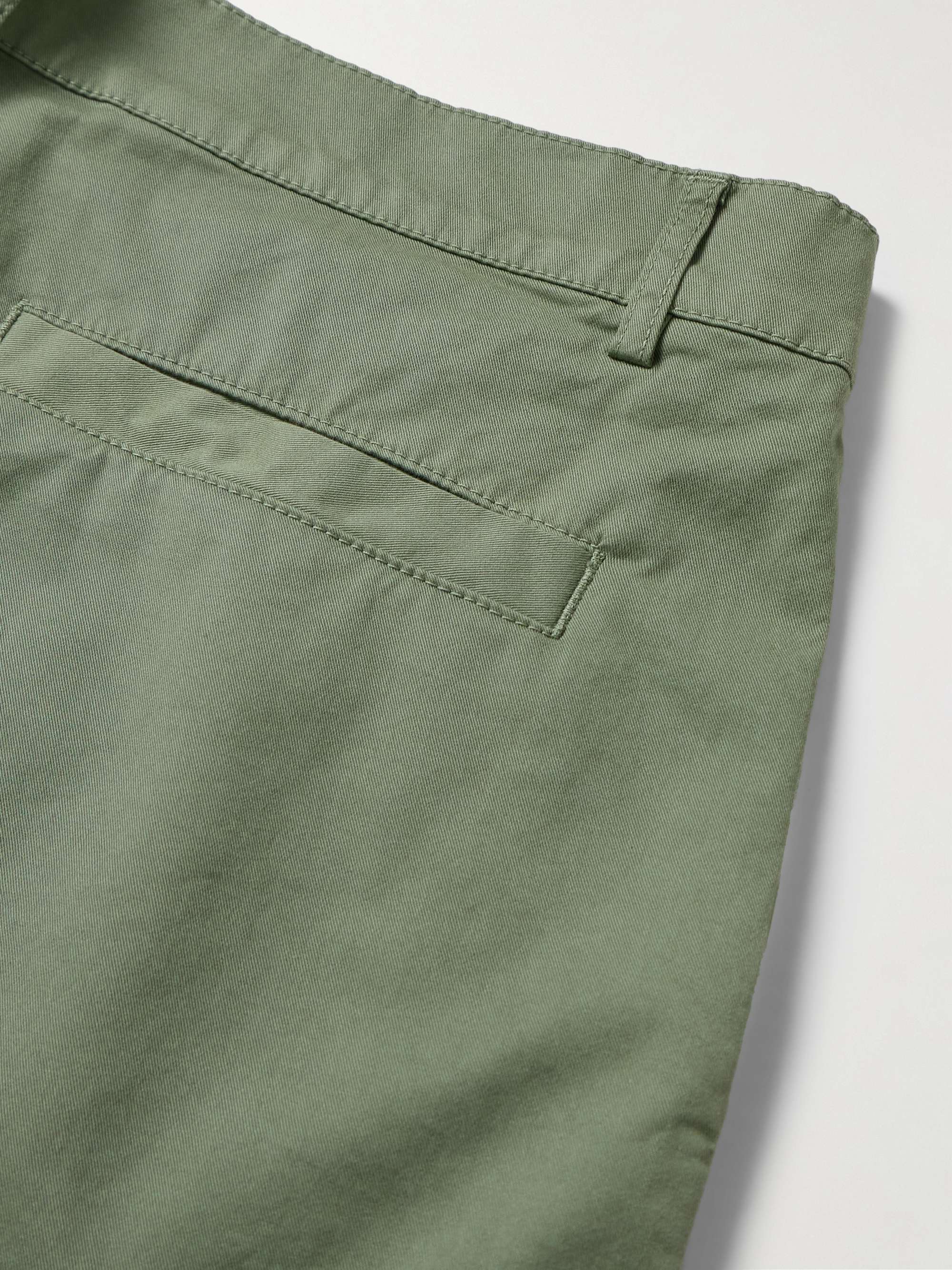 Slim-Fit Straight-Leg Pleated Stretch-Cotton Shorts view