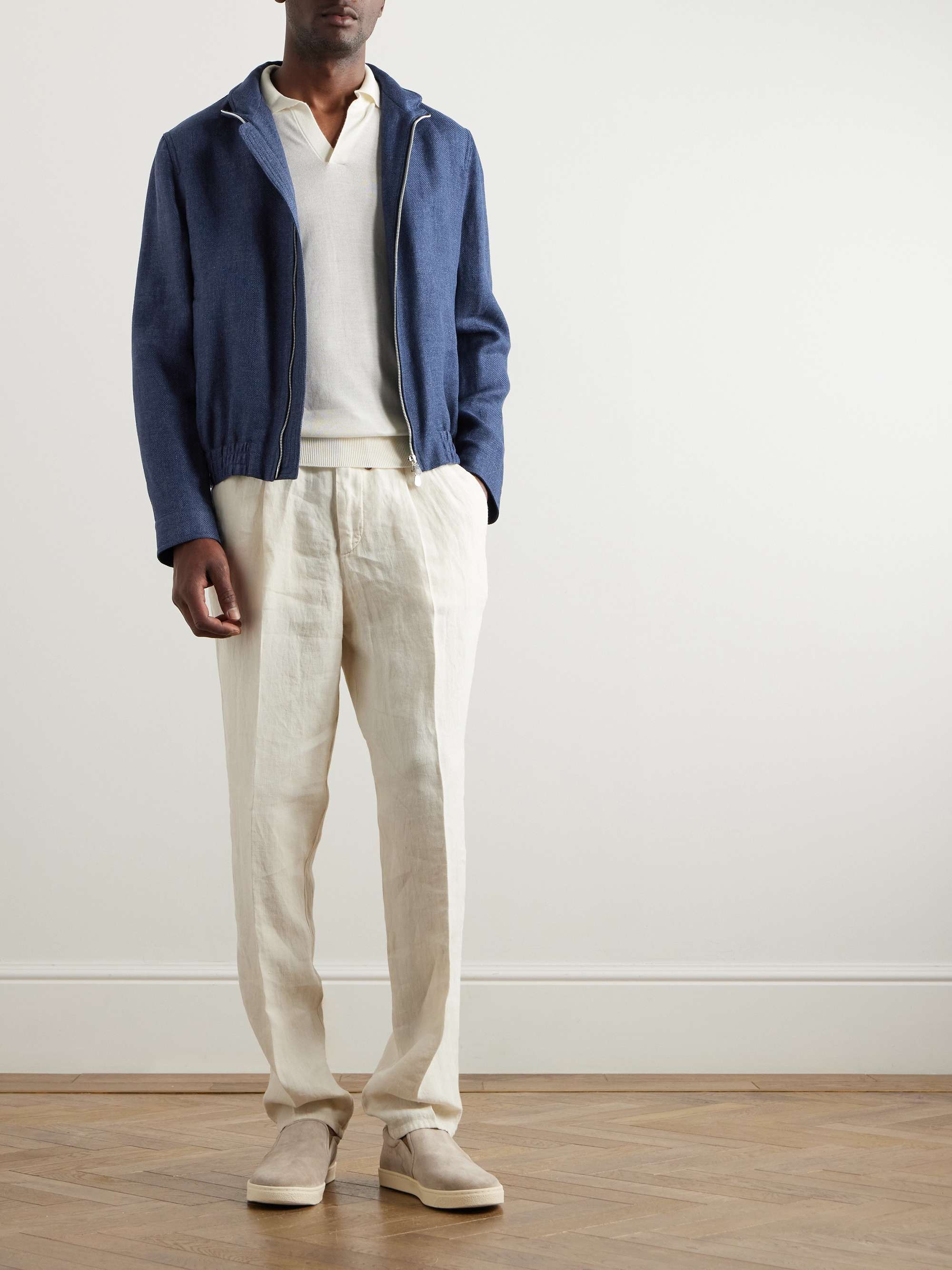 Linen, Wool and Silk-Blend Bomber Jacket view