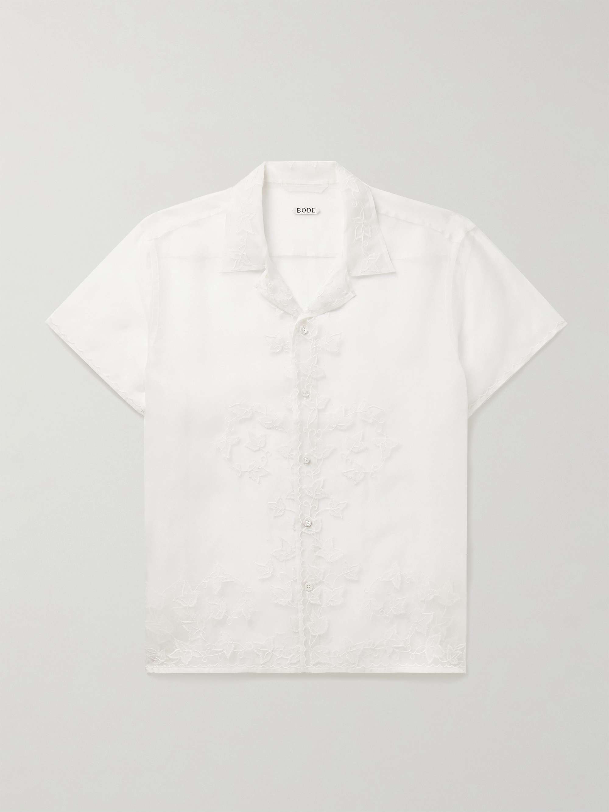 Ivy Camp-Collar Embroidered Silk-Organza Shirt view