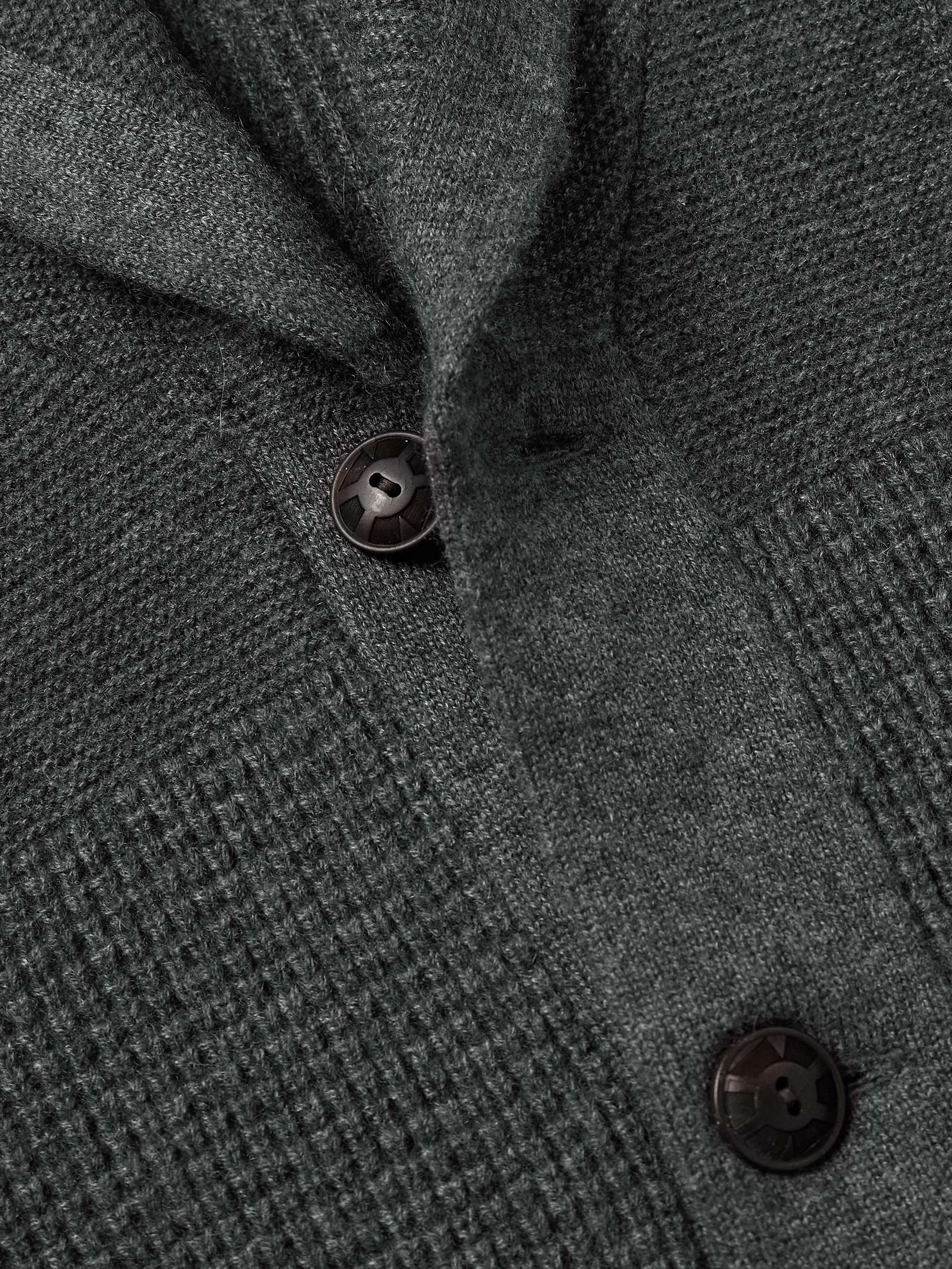 Shawl-Collar Waffle-Knit Cashmere Cardigan view