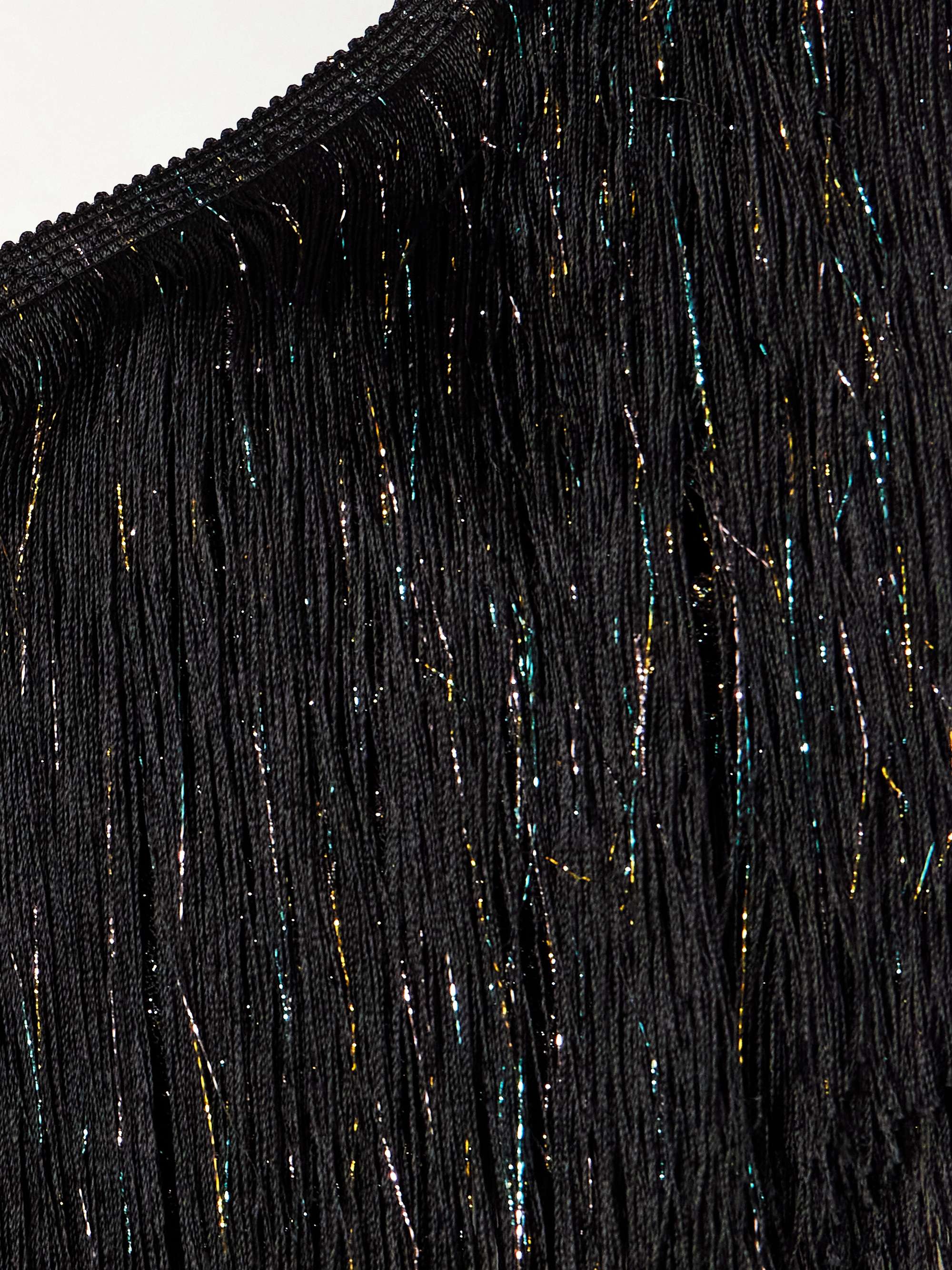 Mare fringed striped metallic crochet-knit bikini view