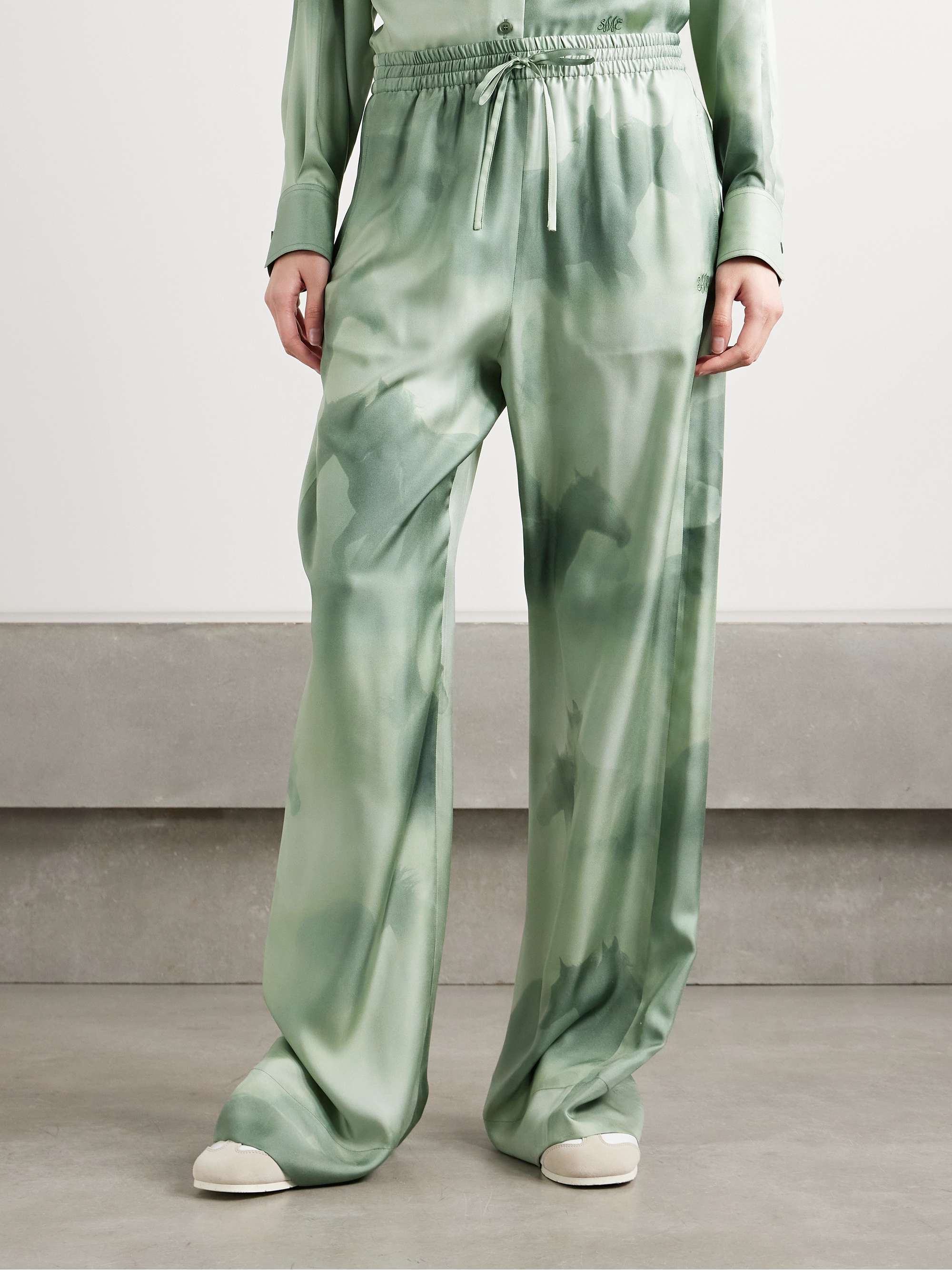 Printed organic silk-twill pants view