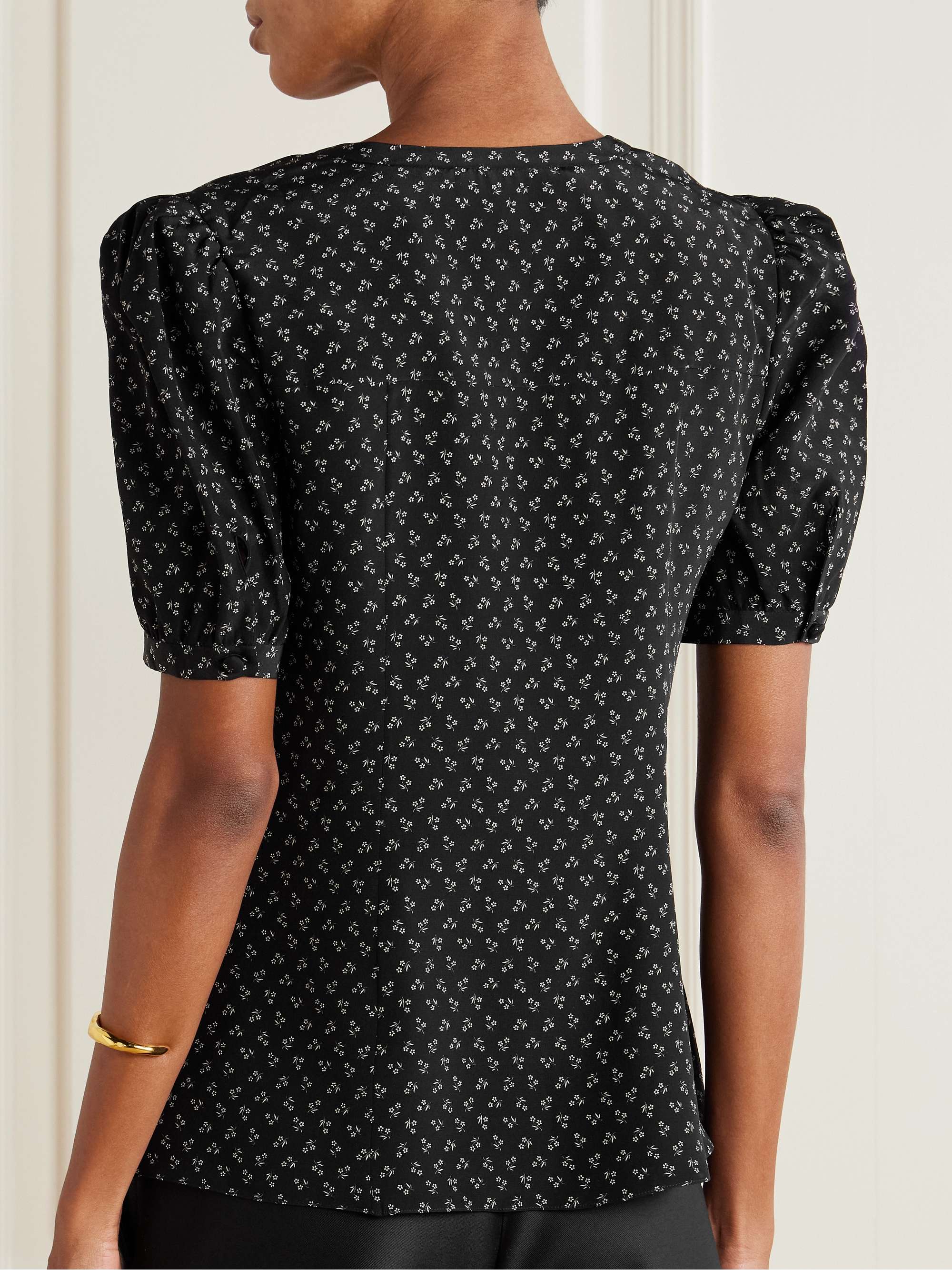 Bow-detailed floral-print silk blouse view