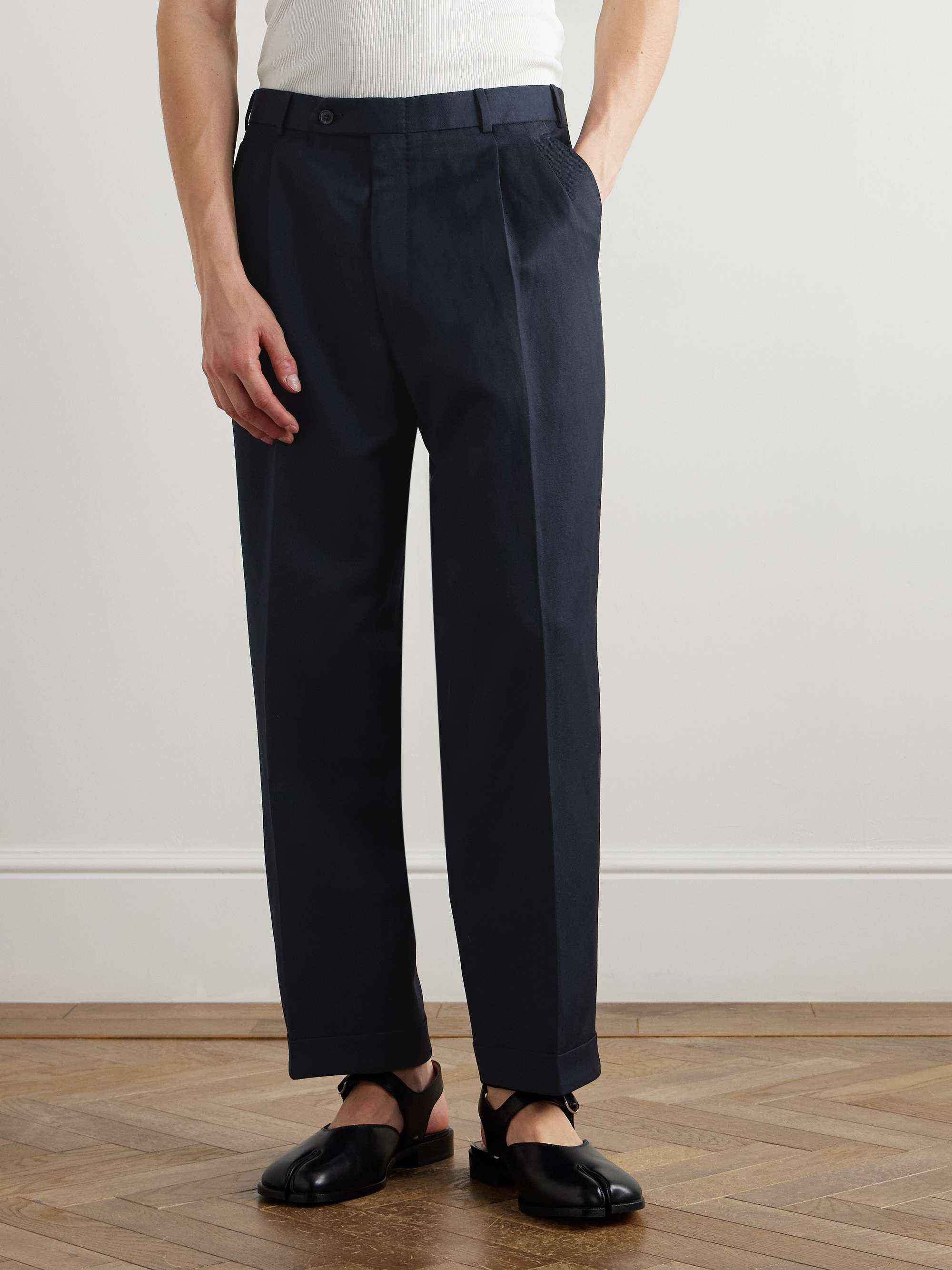 Straight-Leg Wool and Linen-Blend Trousers view