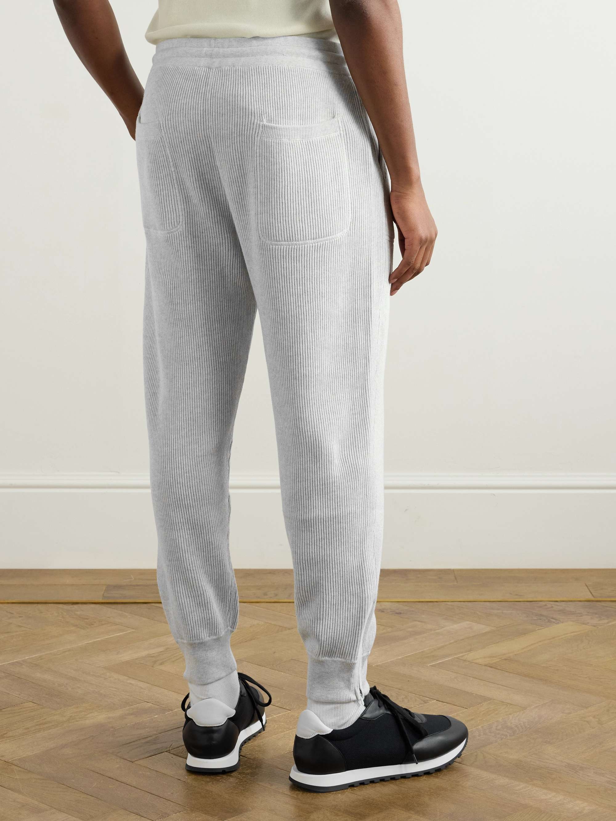 Tapered Ribbed Cotton Sweatpants view