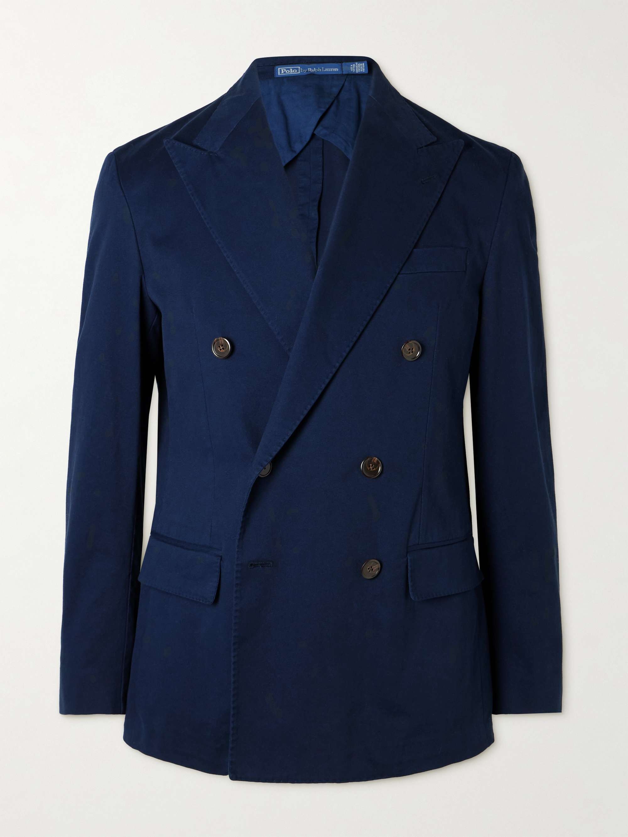 Double-Breasted Cotton-Blend Twill Blazer view