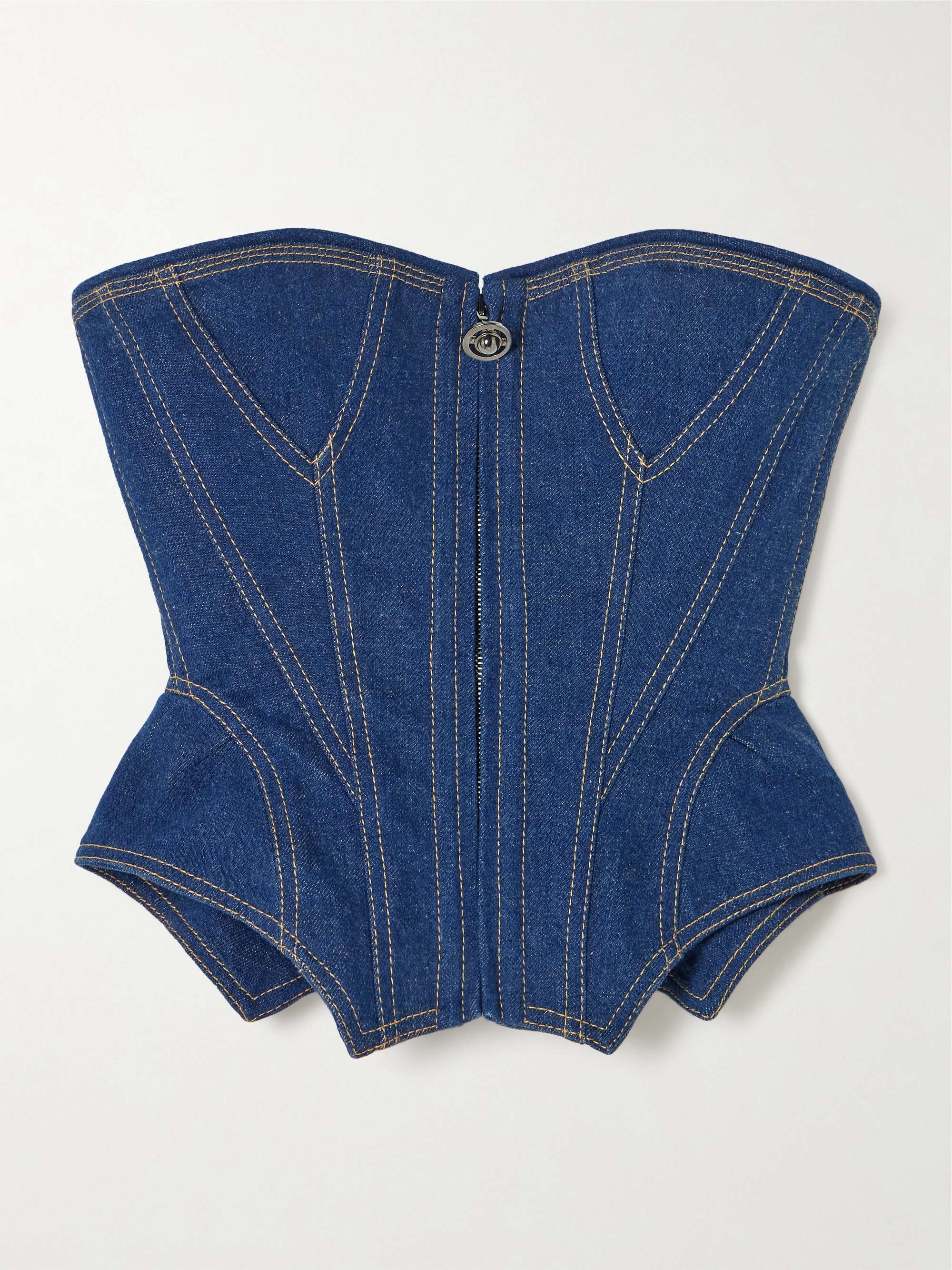 Embellised denim corset view