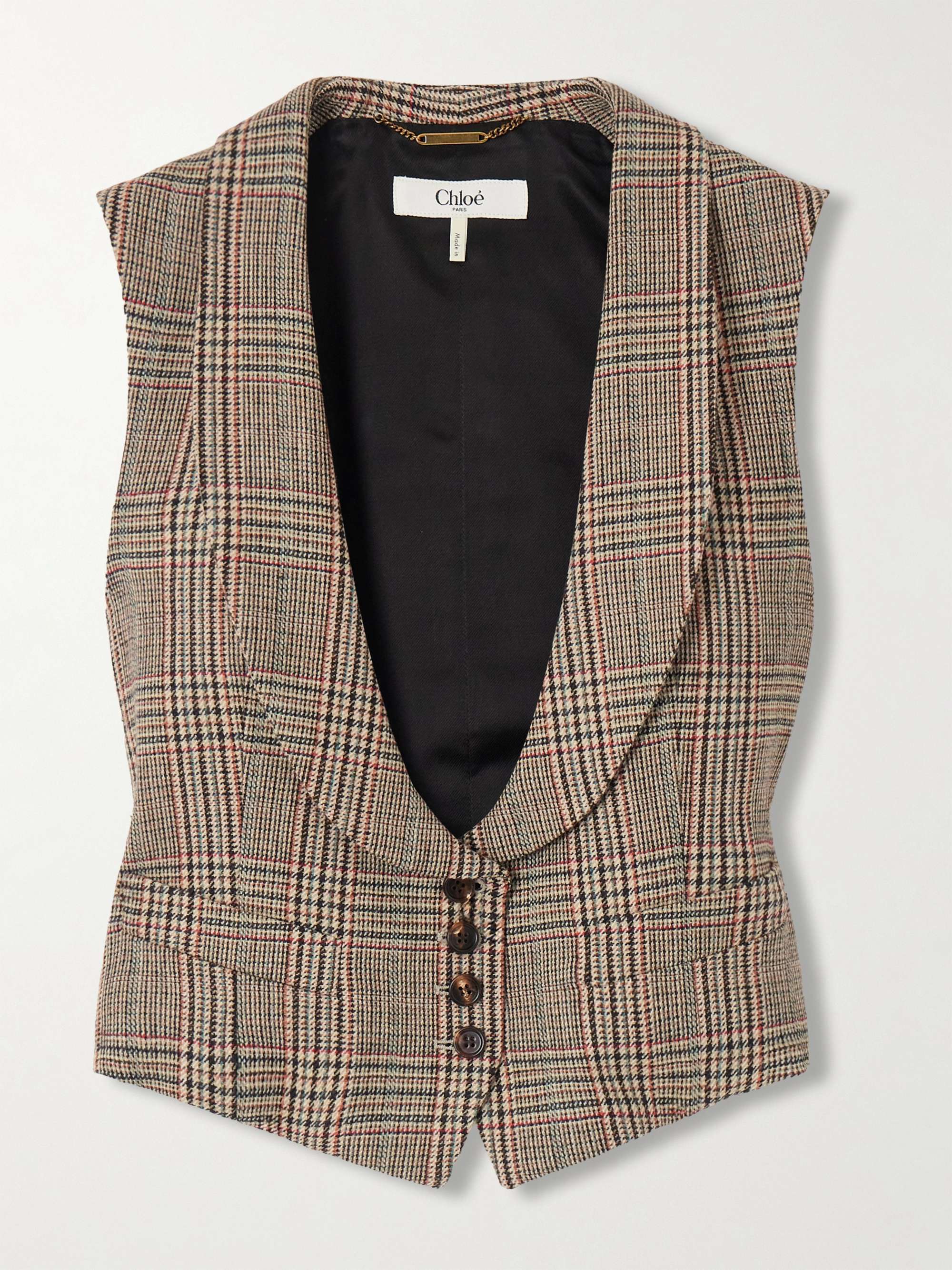 Checked wool-blend vest view