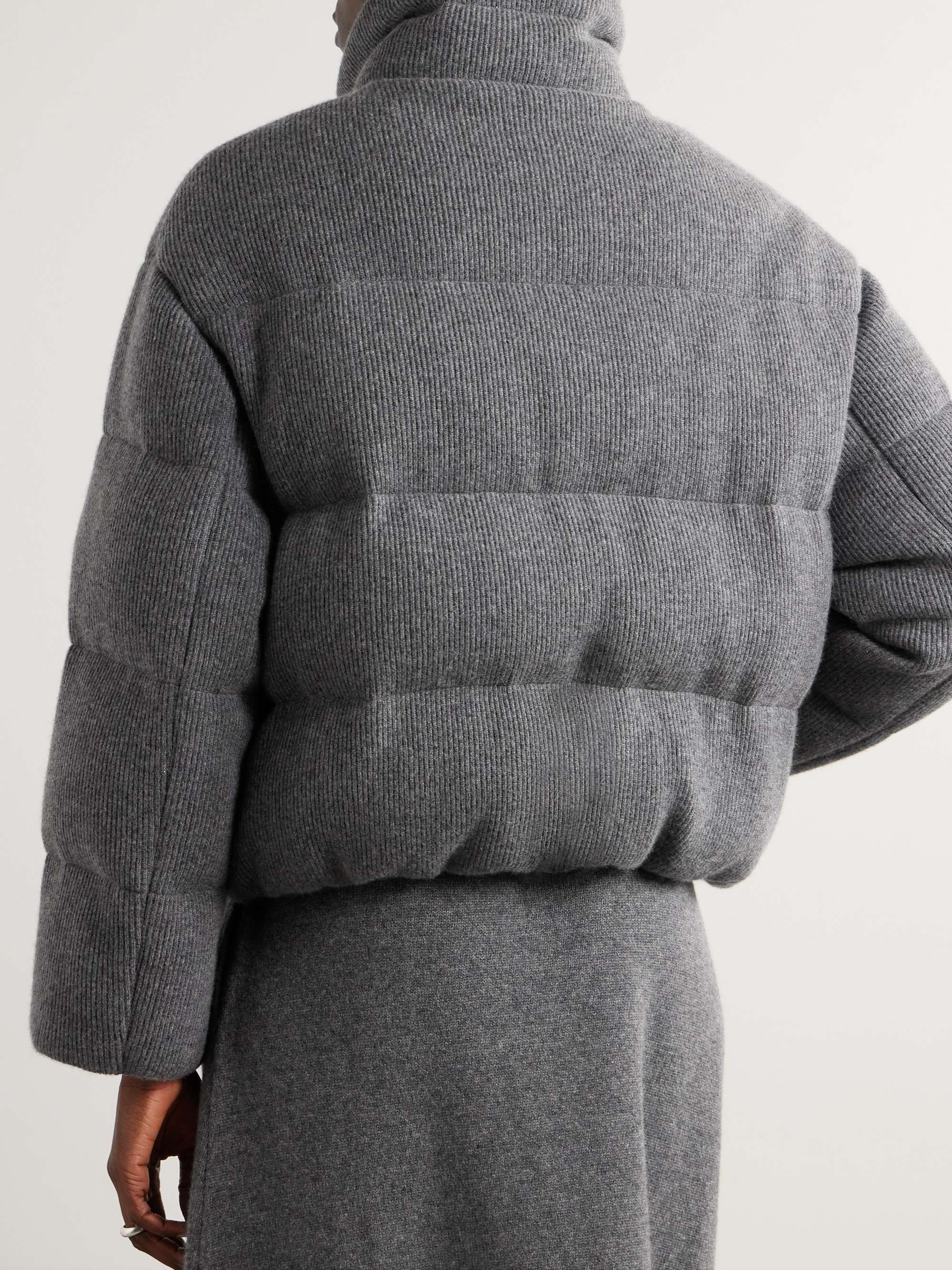 Padded ribbed-cashmere jacket view
