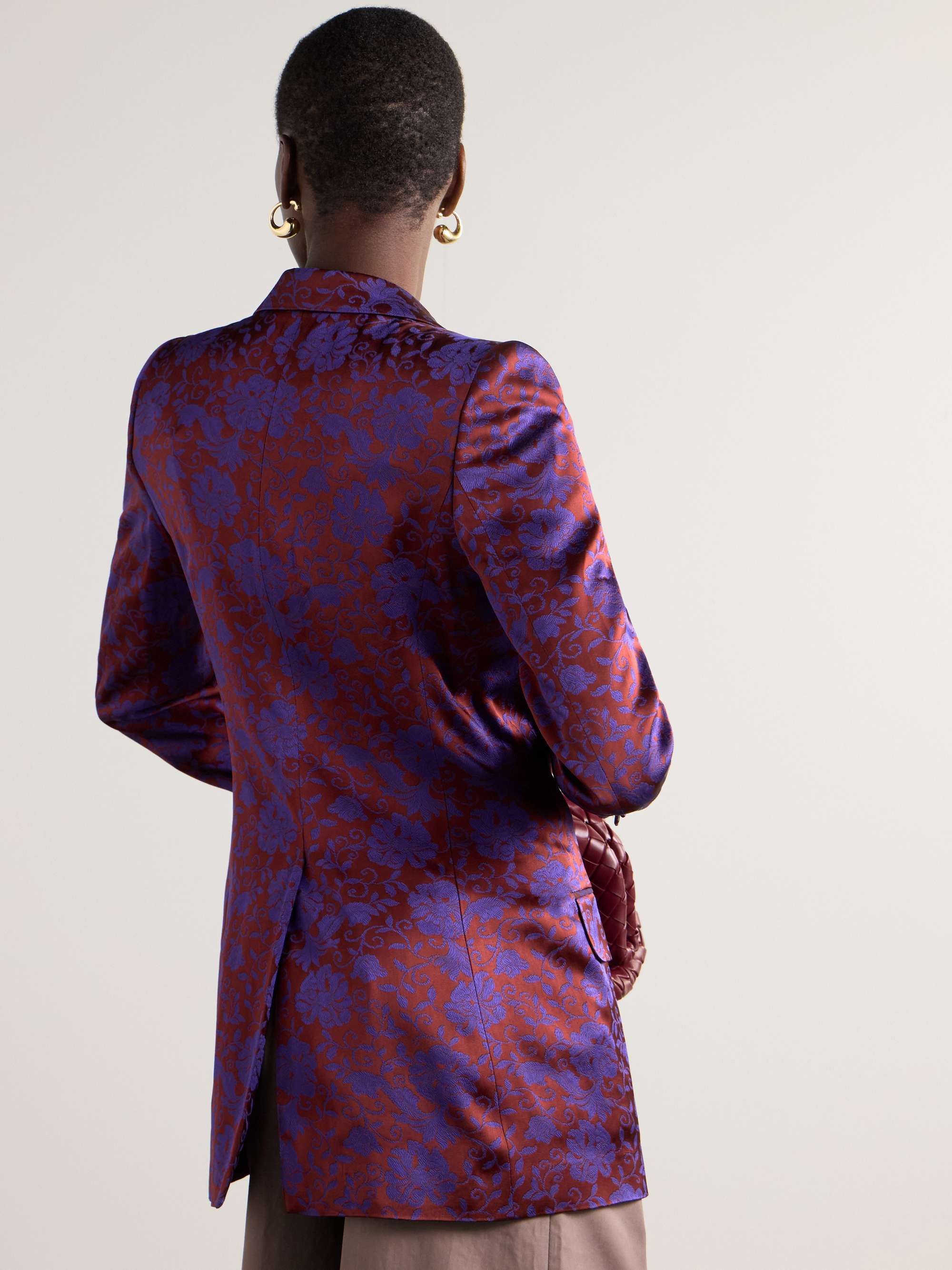 Double-breasted floral-jacquard twill blazer view