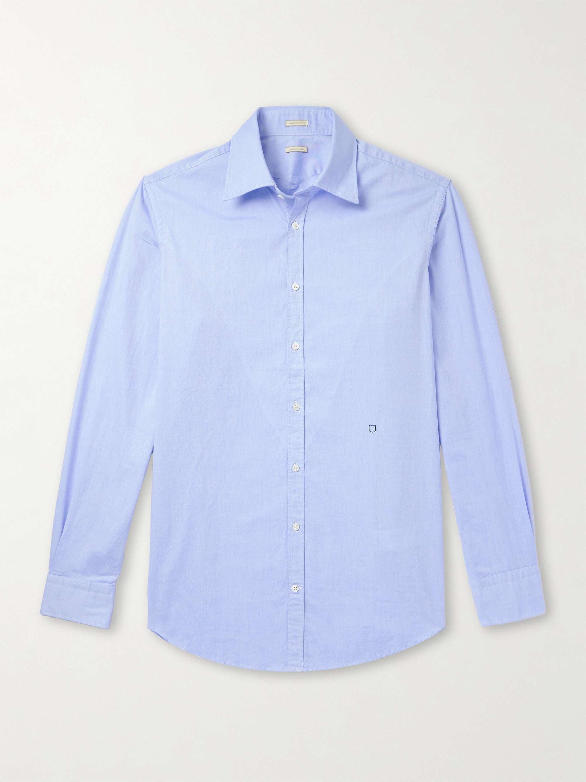 Genova Cutaway-Collar Logo-Embroidered Cotton Shirt view