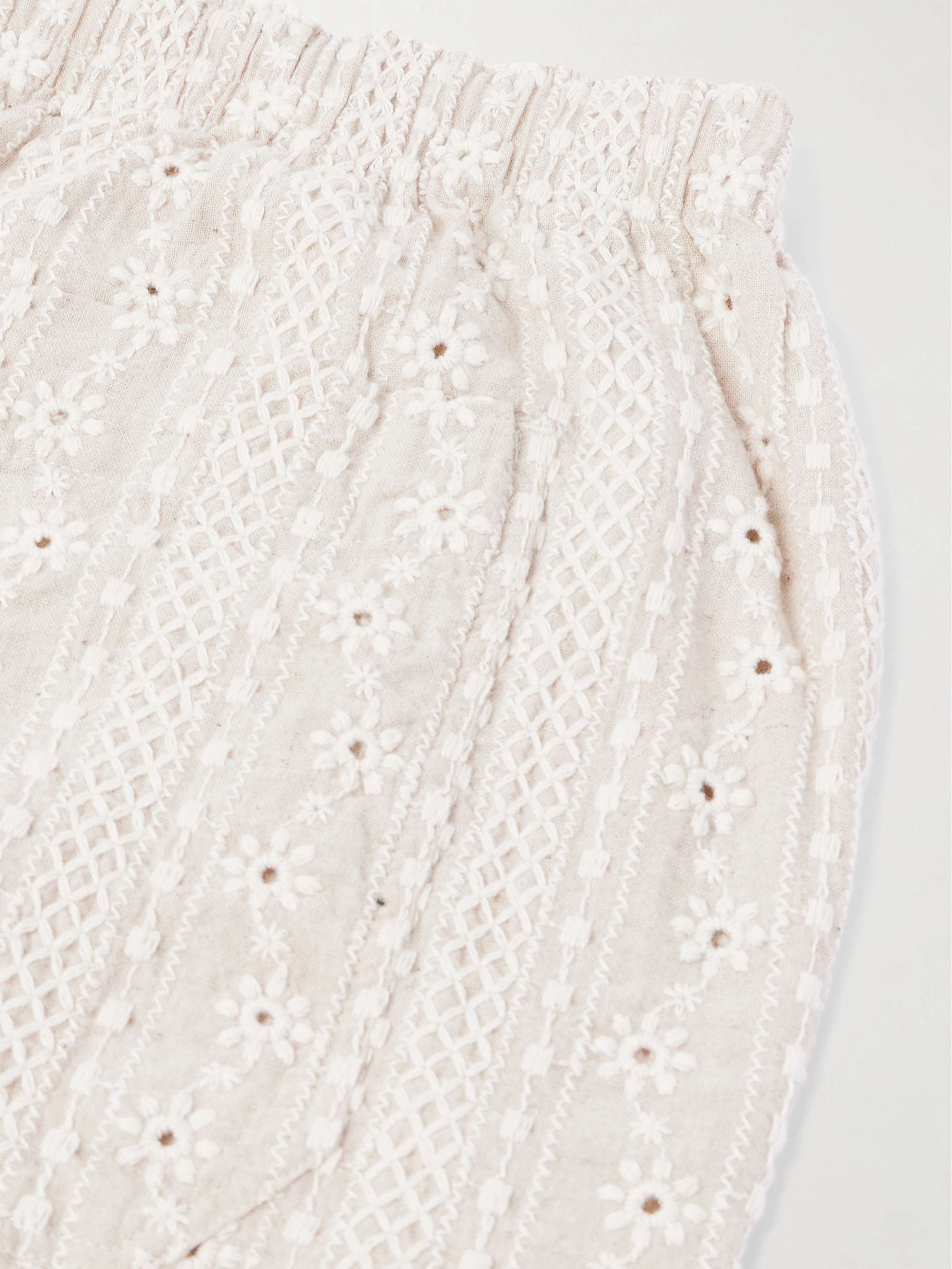 Straight-Leg Embroidered Cotton and Linen-Blend Shorts view