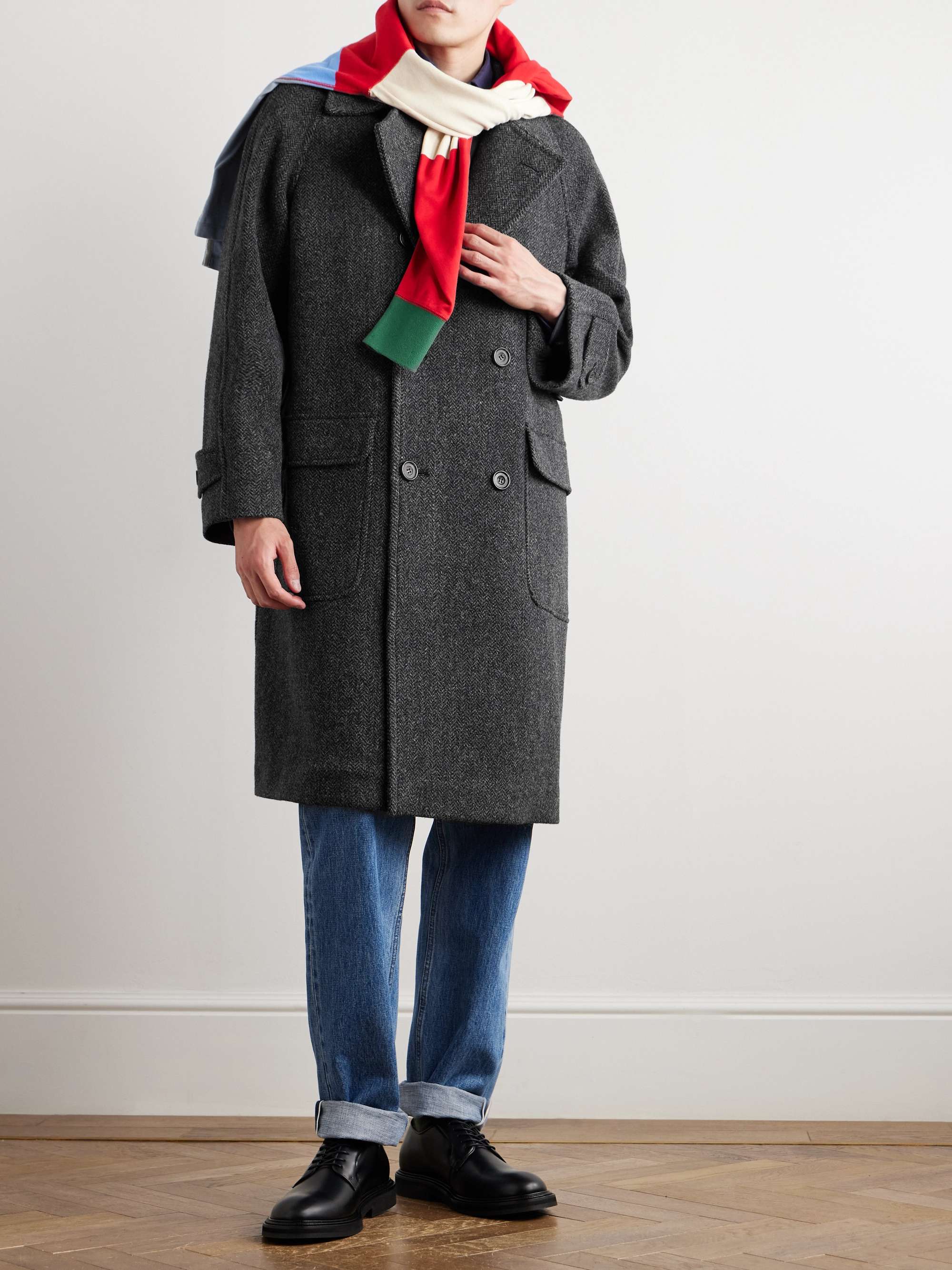 Double-Breasted Herringbone Wool Coat view