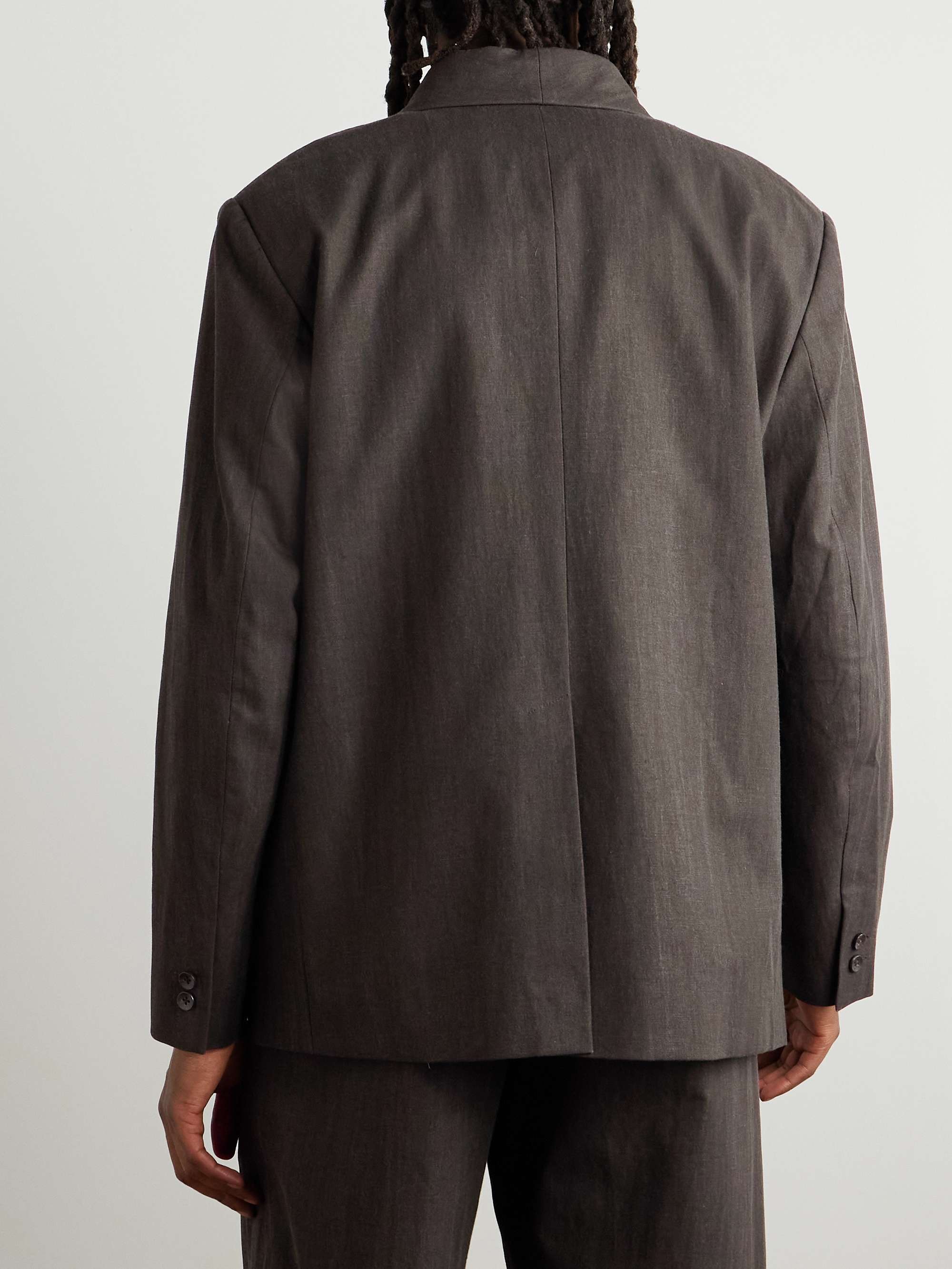 Shawl-Lapel Double-Breasted Cotton-Canvas Suit Jacket view