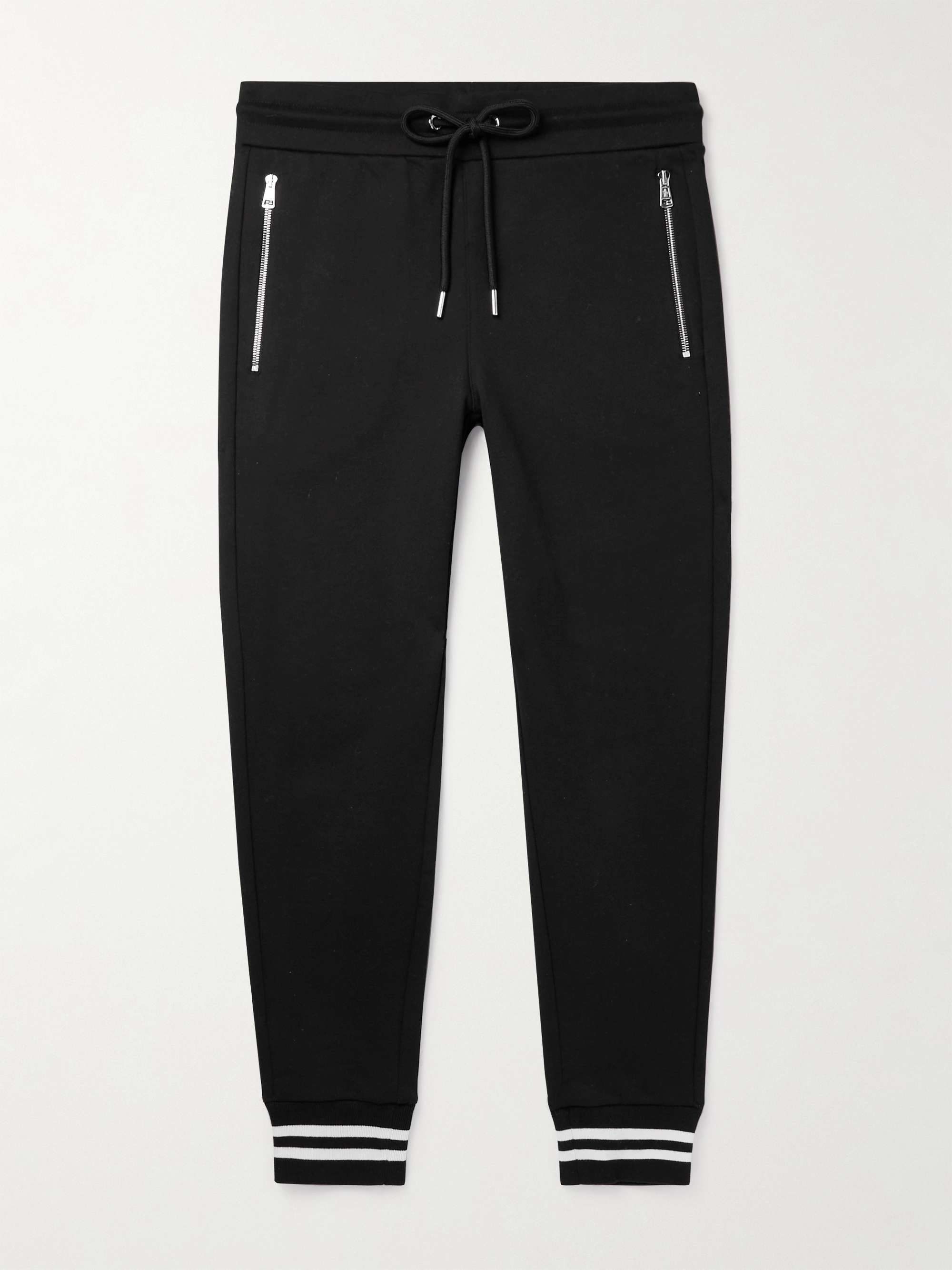 Tapered Striped Cotton-Jersey Sweatpants view
