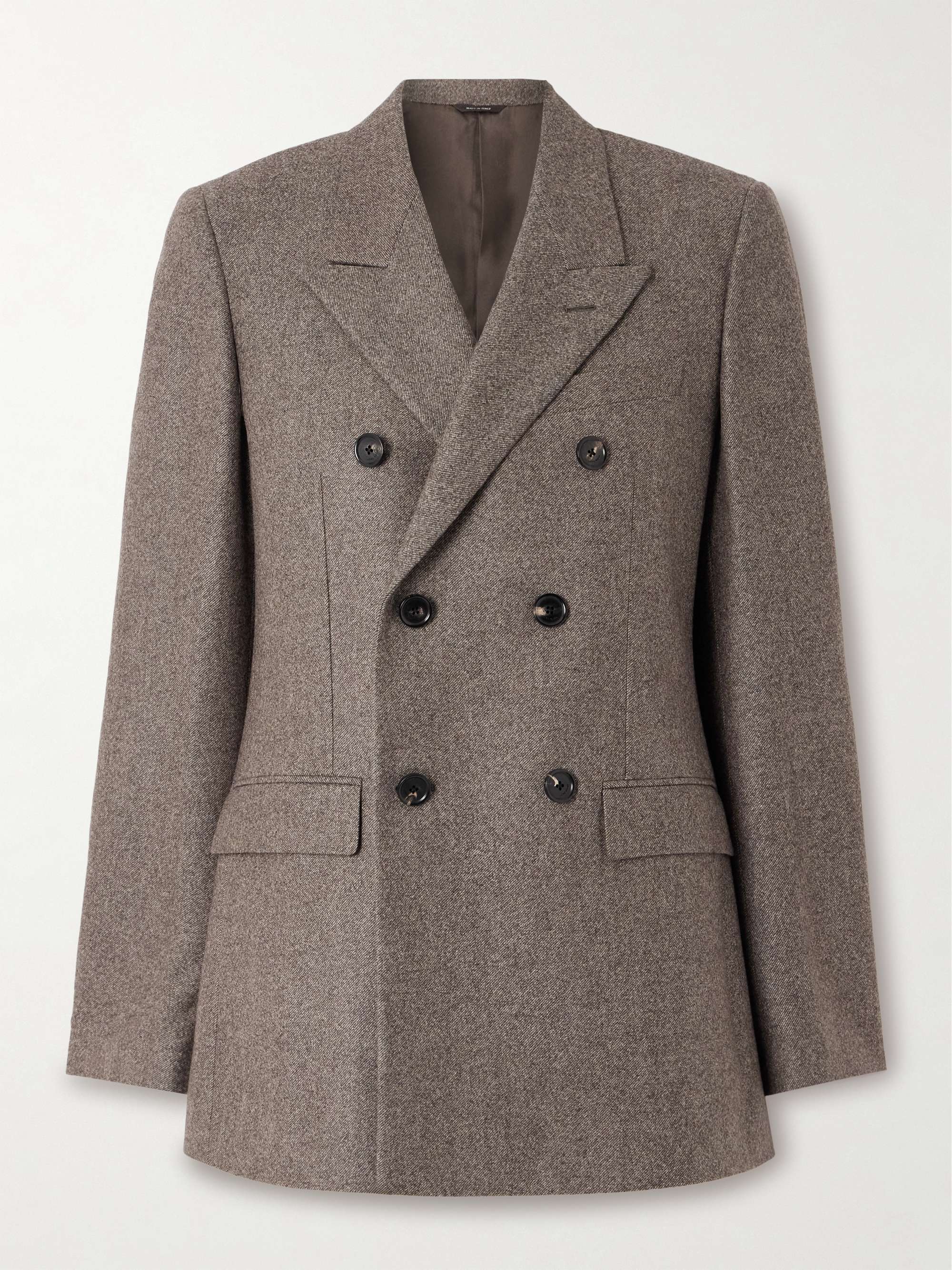 Double-breasted wool and cashmere-blend twill blazer view