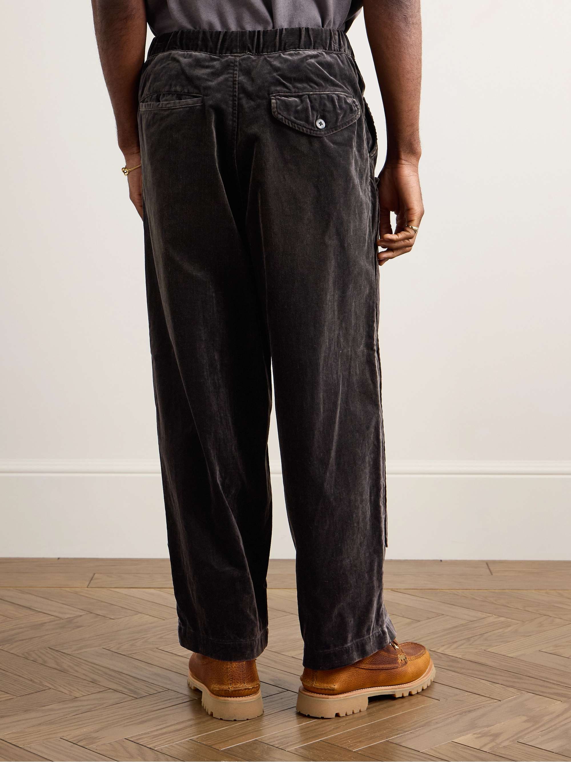 Casa Wide-Leg Cotton-Velvet Drawstring Trousers view