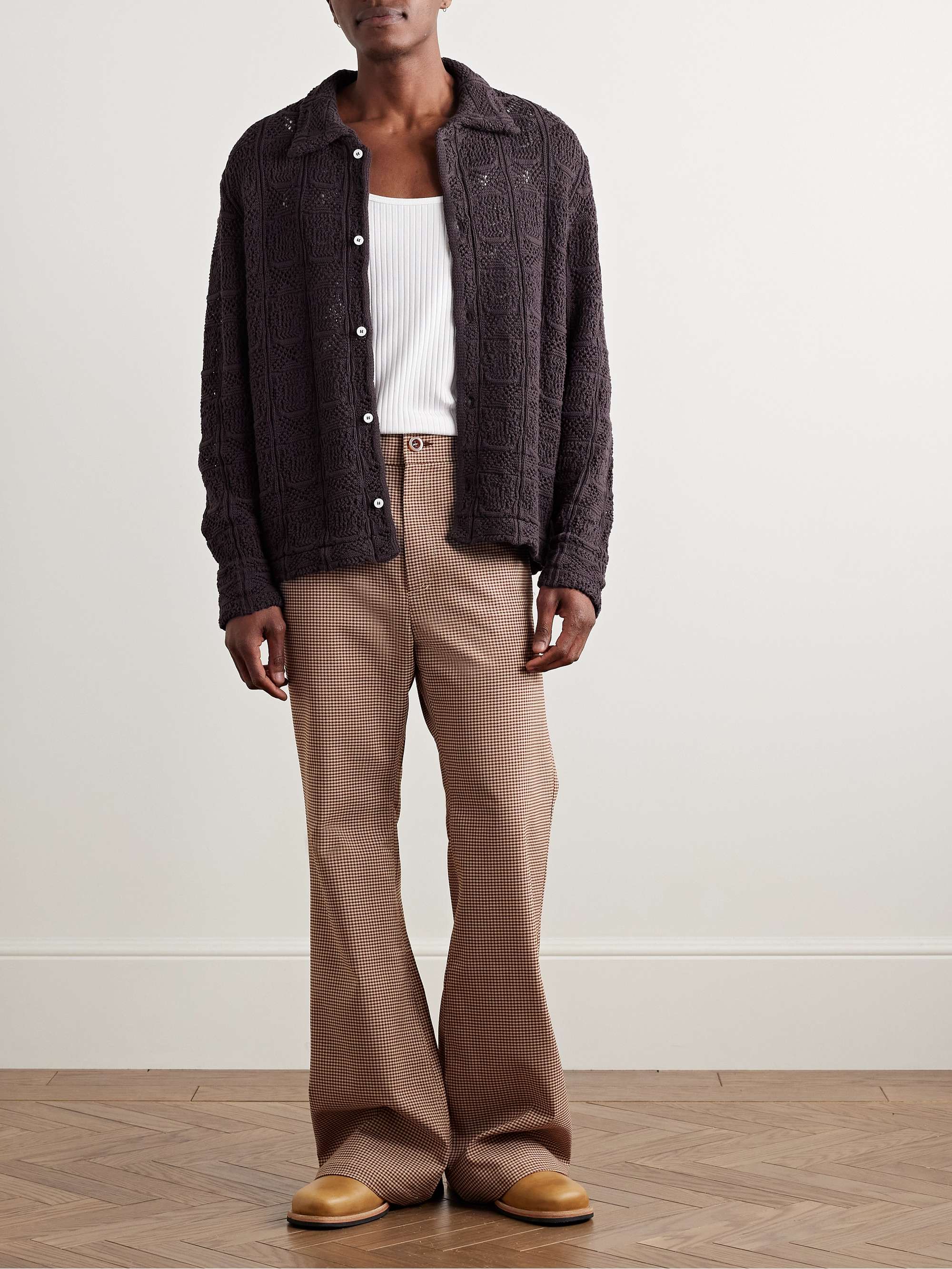 Myles Pointelle-Knit Cotton-Blend Cardigan view