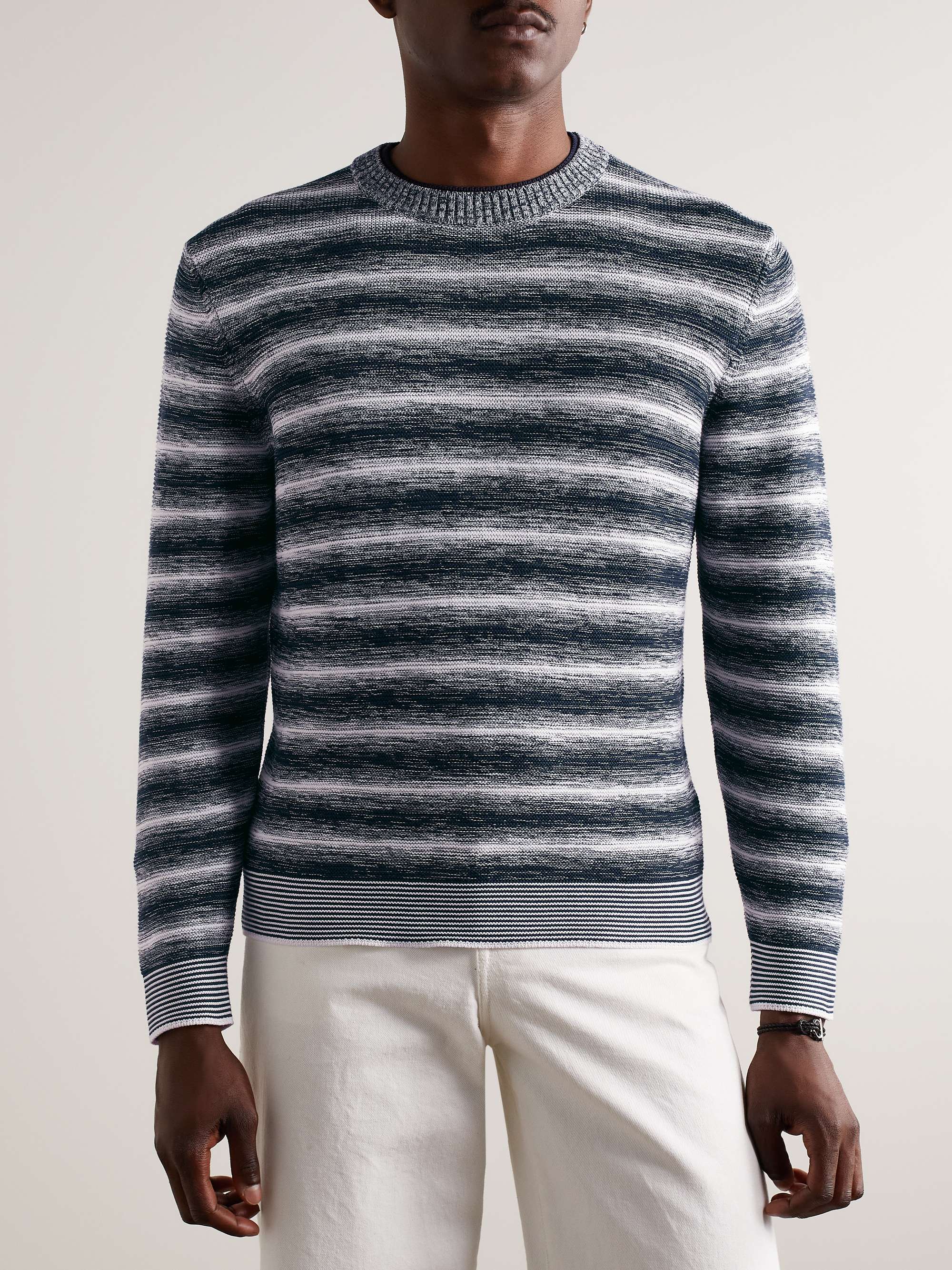 Slim-Fit Space-Dyed Cotton and Silk-Blend Sweater view