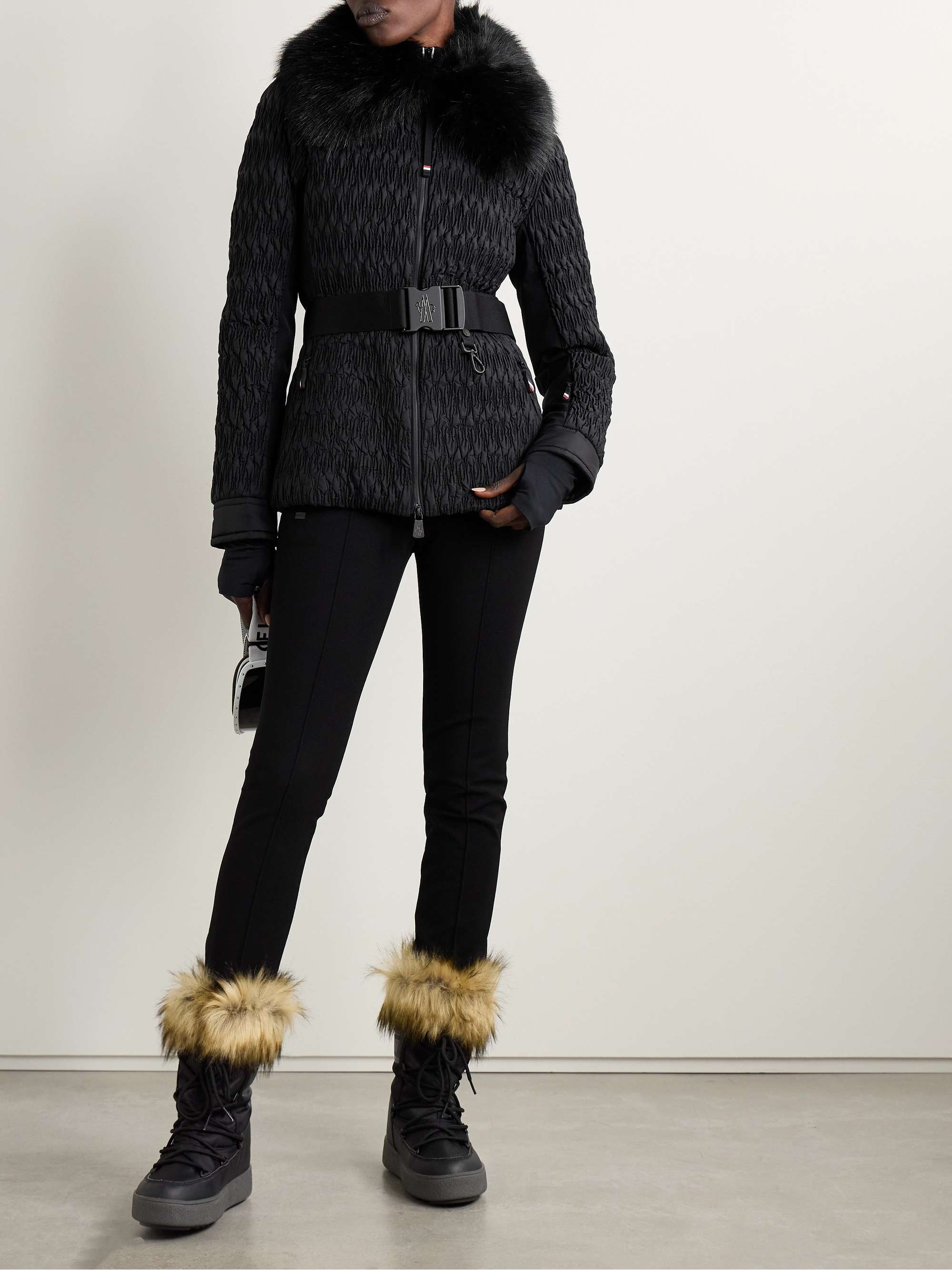 Plantrey hooded belted faux fur-trimmed quilted shell down jacket view