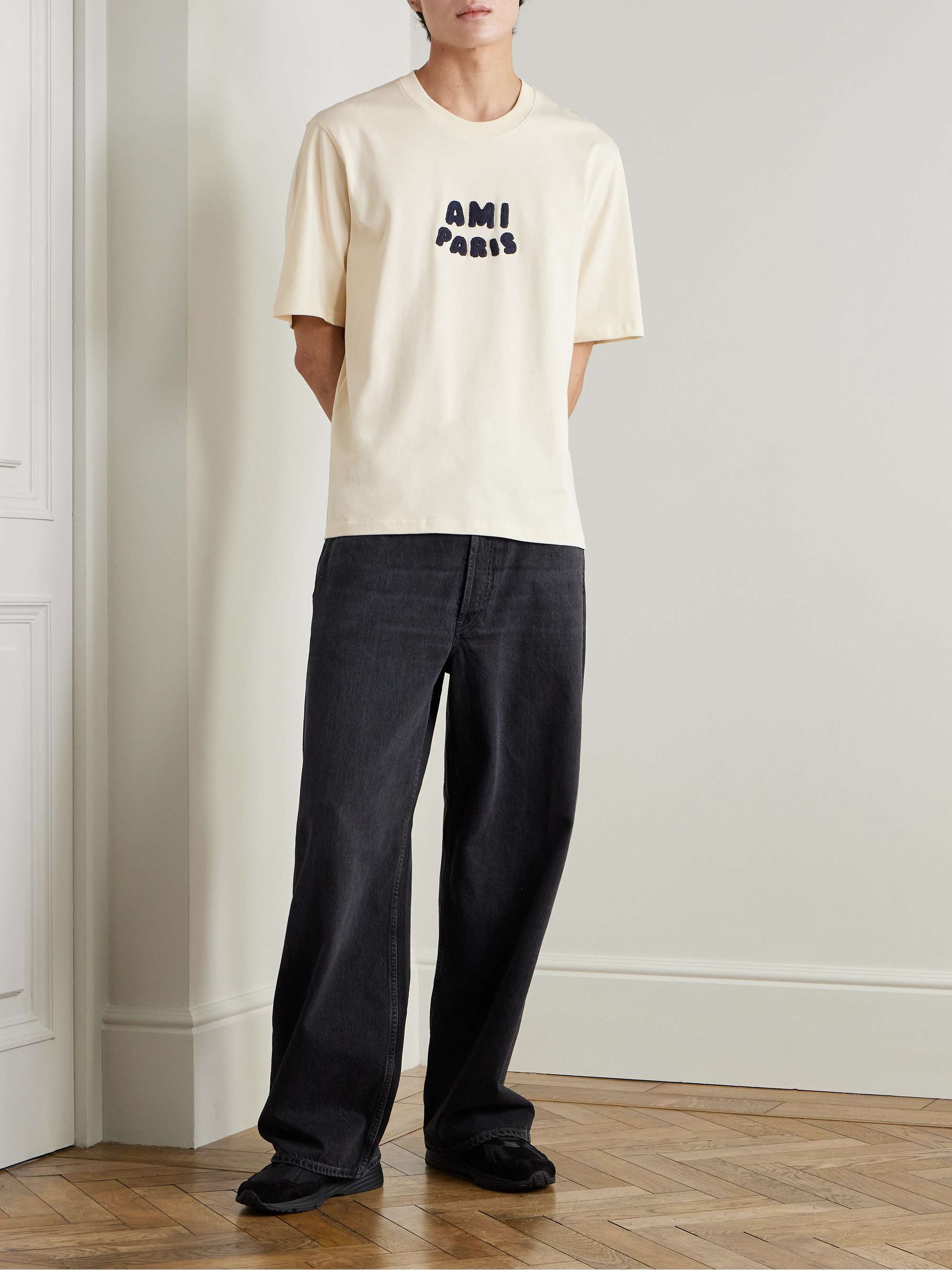 Logo-Flocked Organic Cotton-Jersey T-Shirt view